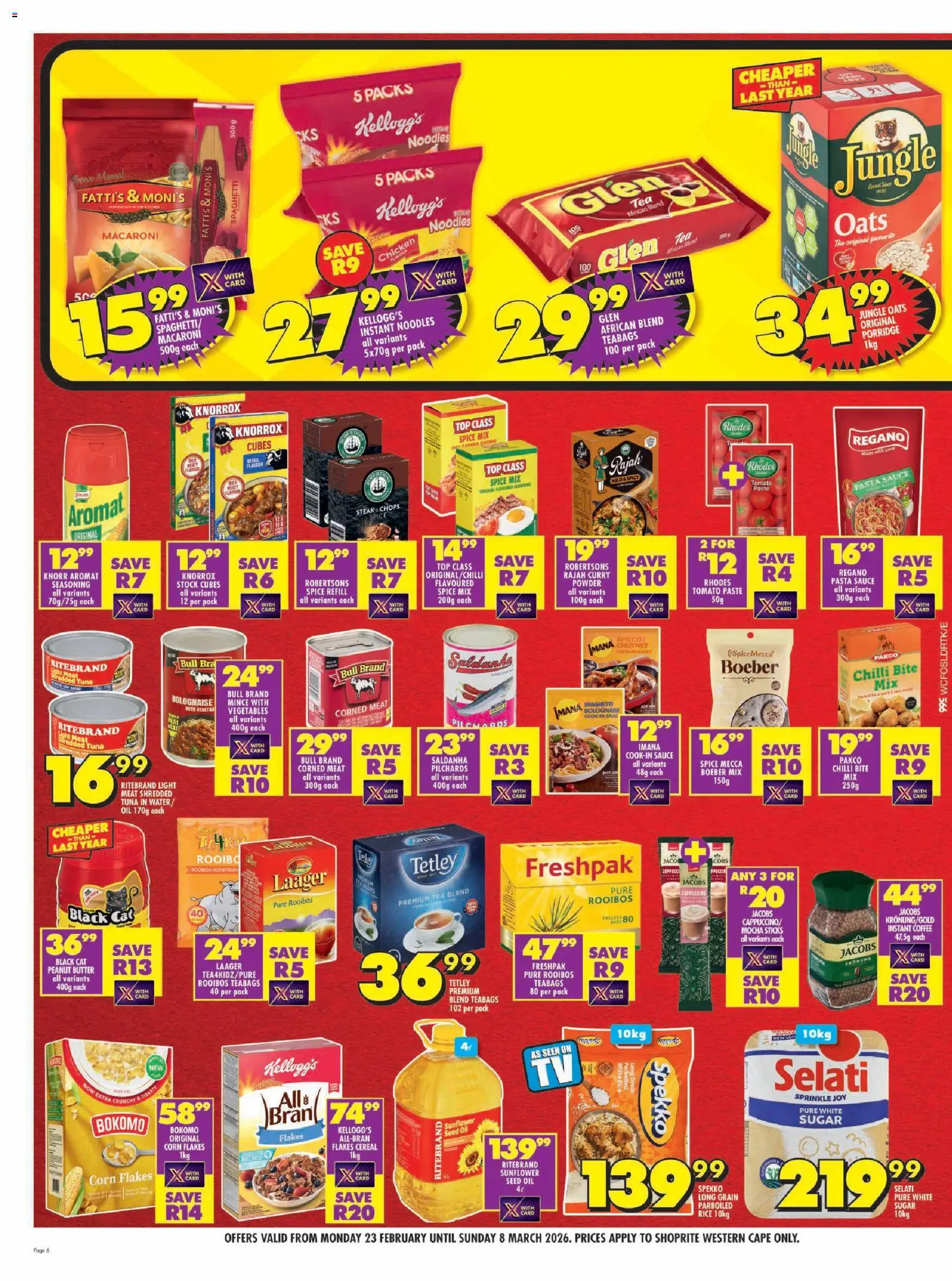 New Shoprite catalogue – valid from 23.02.2026 | Page: 6 | Products: Tuna, Butter, Coffee, Noodles