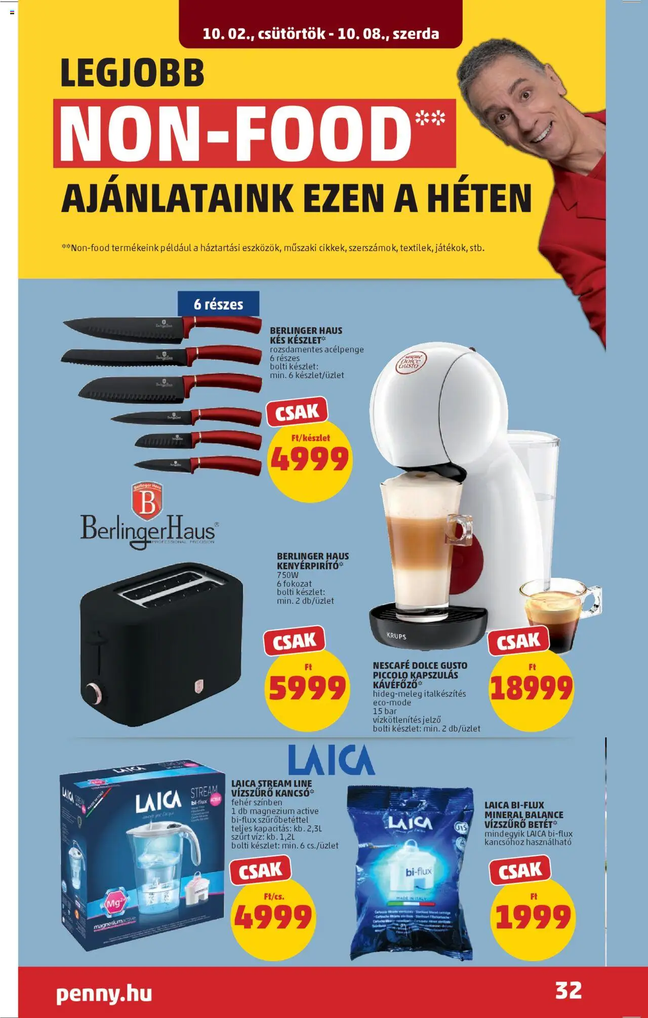 PENNY akciós ujság - amely érvényes a következő dátumtól: 02.10.2025 | Oldal: 38 | Termékek: Dolce Gusto, Nescafé, Vízszűrő betét, Kés