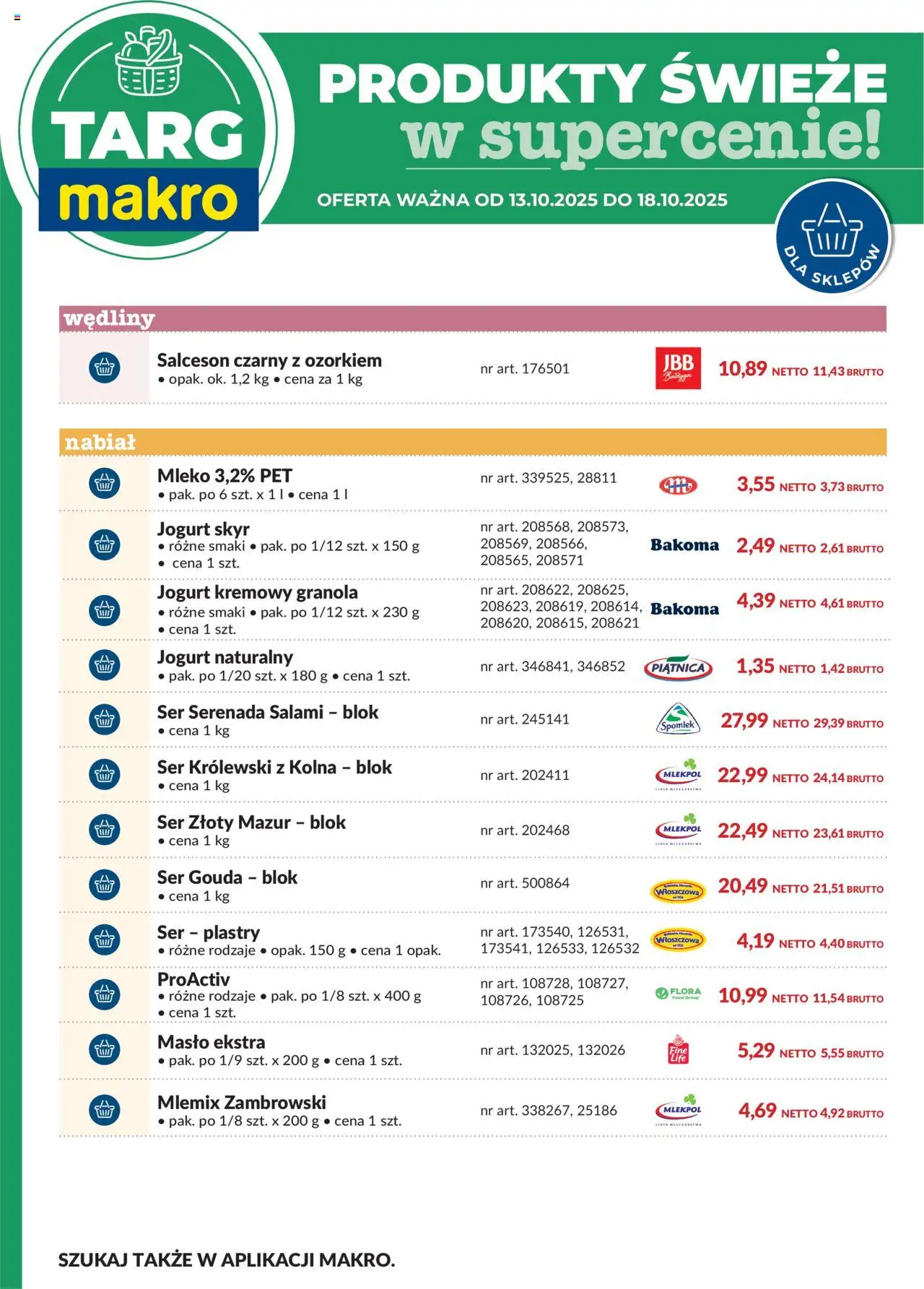 Makro Gazetka - Oferta świeża w super cenach od 13.10.2025 | Strona: 7 | Produkty: Granola, Masło, Wędliny, Jogurt kremowy