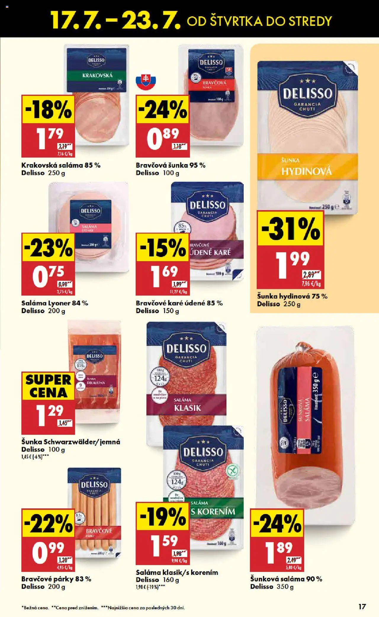 Biedronka leták │ platný od 17.07.2025 | Strana: 17 | Produkty: Saláma, Šunka, Párky, Bravčové karé