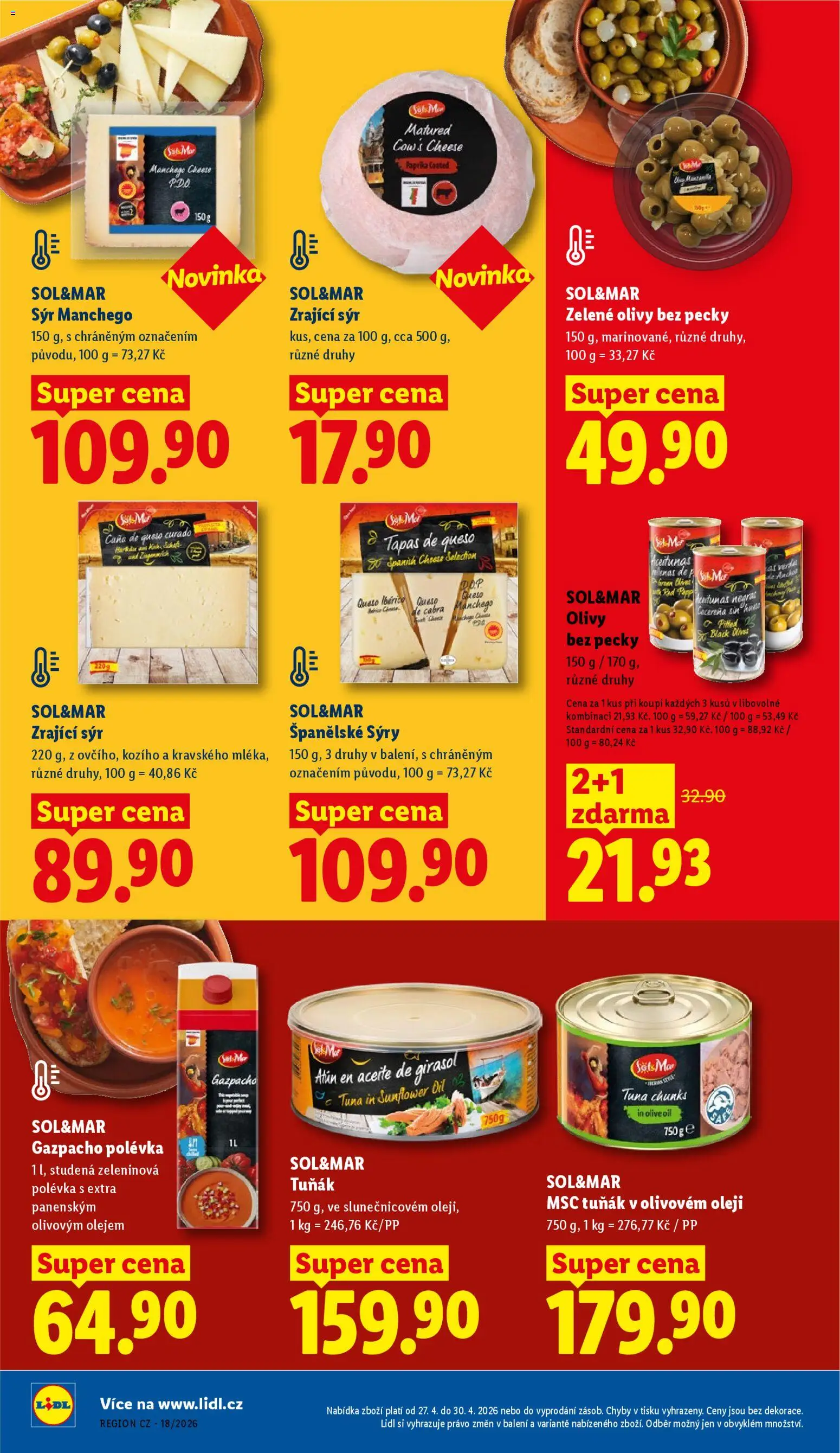 Lidl leták od 27.04.2026 | Strana: 18 | Produkty: Tuňák, Tapas, Zrající sýr, Paprika