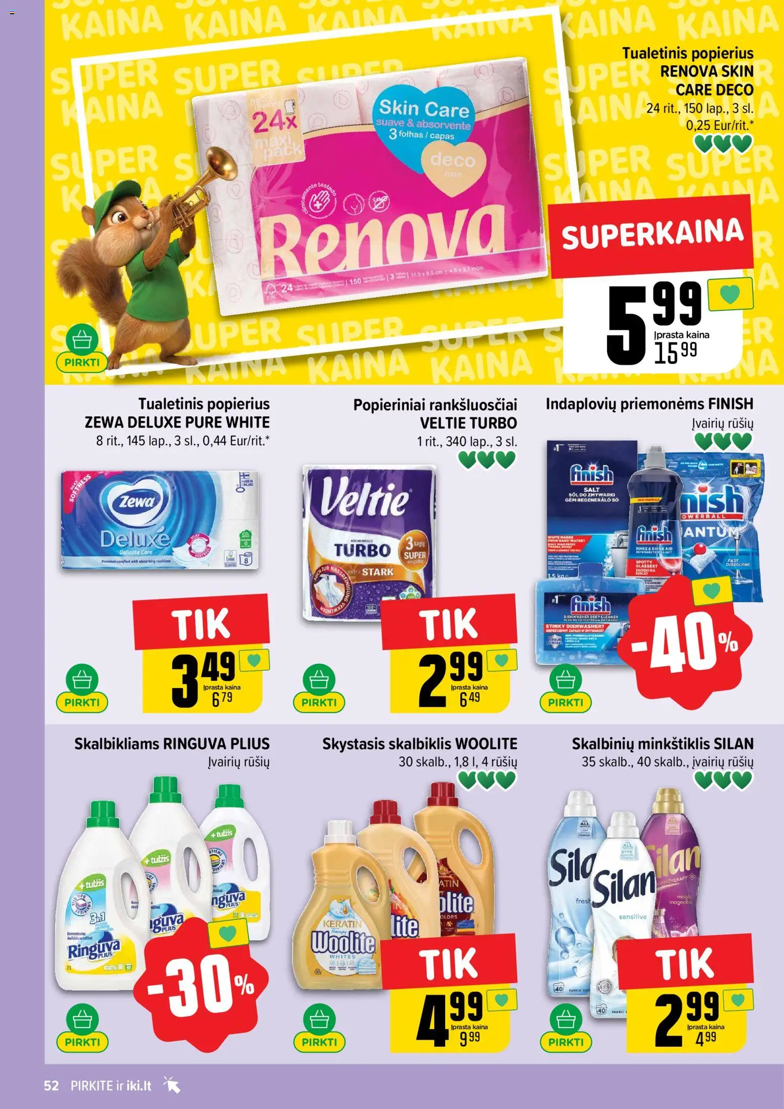 IKI akcijos nuo 06.04.2026 | Puslapis: 52 | Prekių: Tualetinis popierius