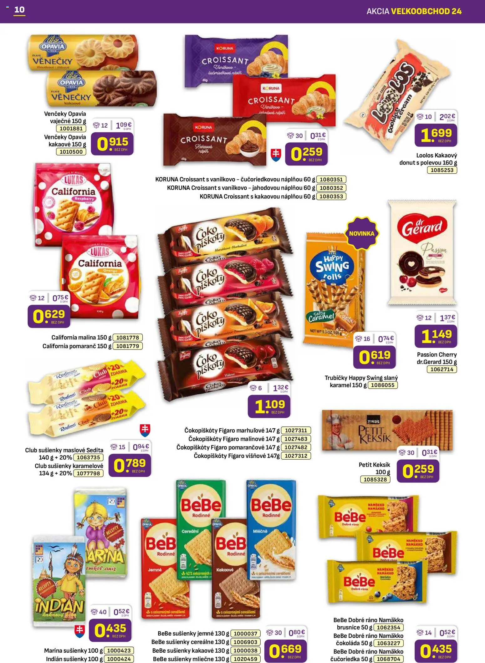 Nové Libex akcie – leták je platný od 01.12.2025 | Strana: 10 | Produkty: BeBe Dobré ráno, Donut, Croissant, Čokoláda