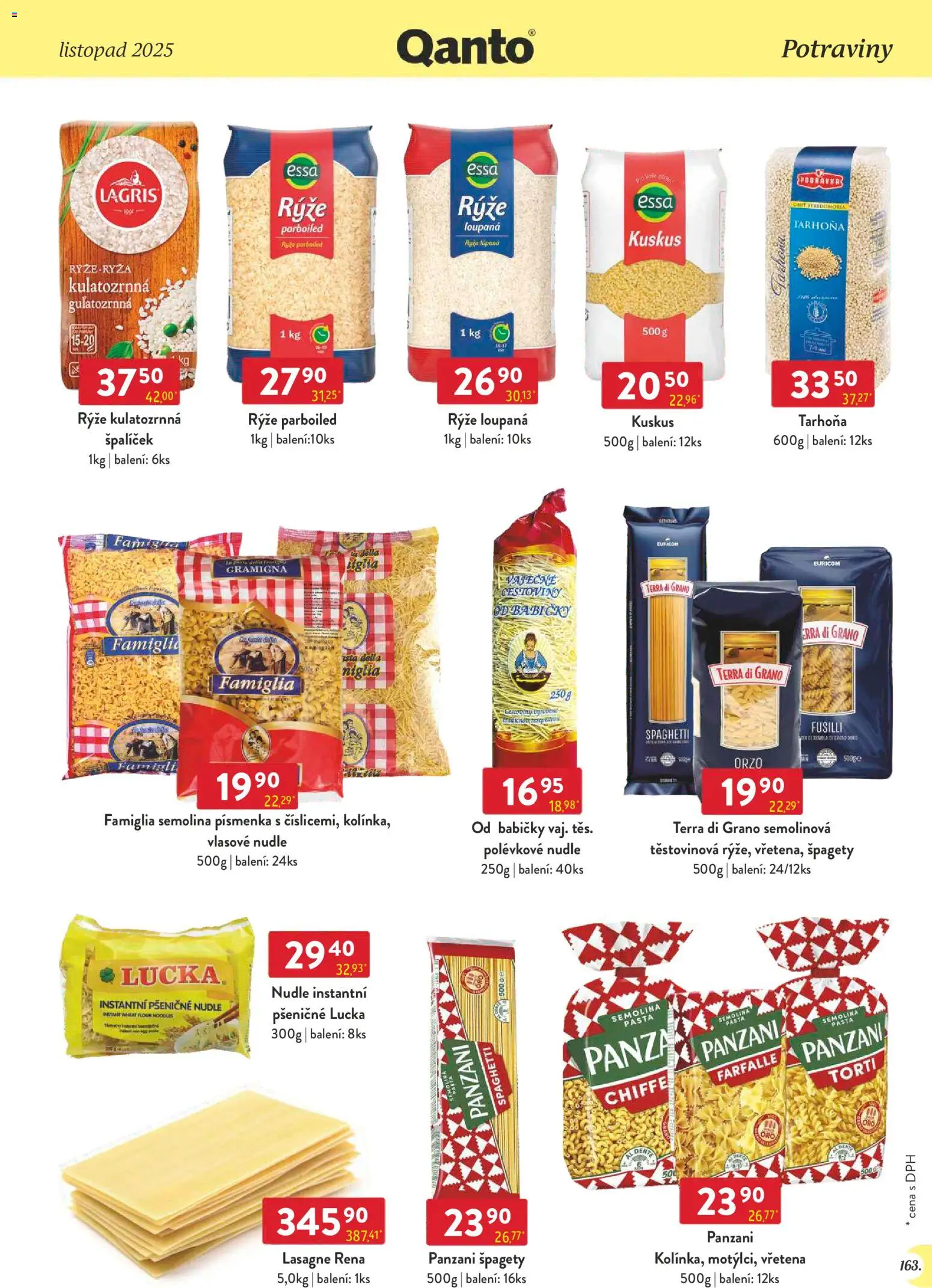 Astur & Qanto - Leták - Velkoobchod 11/2025 od 01.11.2025 | Strana: 163 | Produkty: Kulatozrnná rýže, Potraviny, Nudle, Semolina