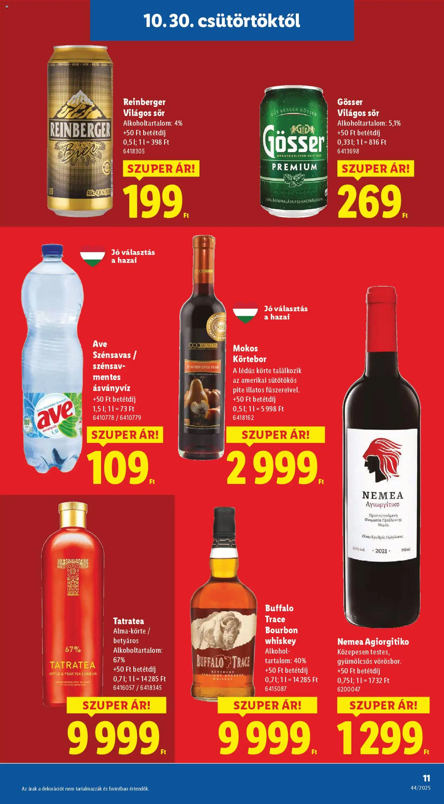 Lidl akciós ujság - amely érvényes a következő dátumtól: 30.10.2025 | Oldal: 11 | Termékek: Körte, Whiskey, Bourbon, Tea