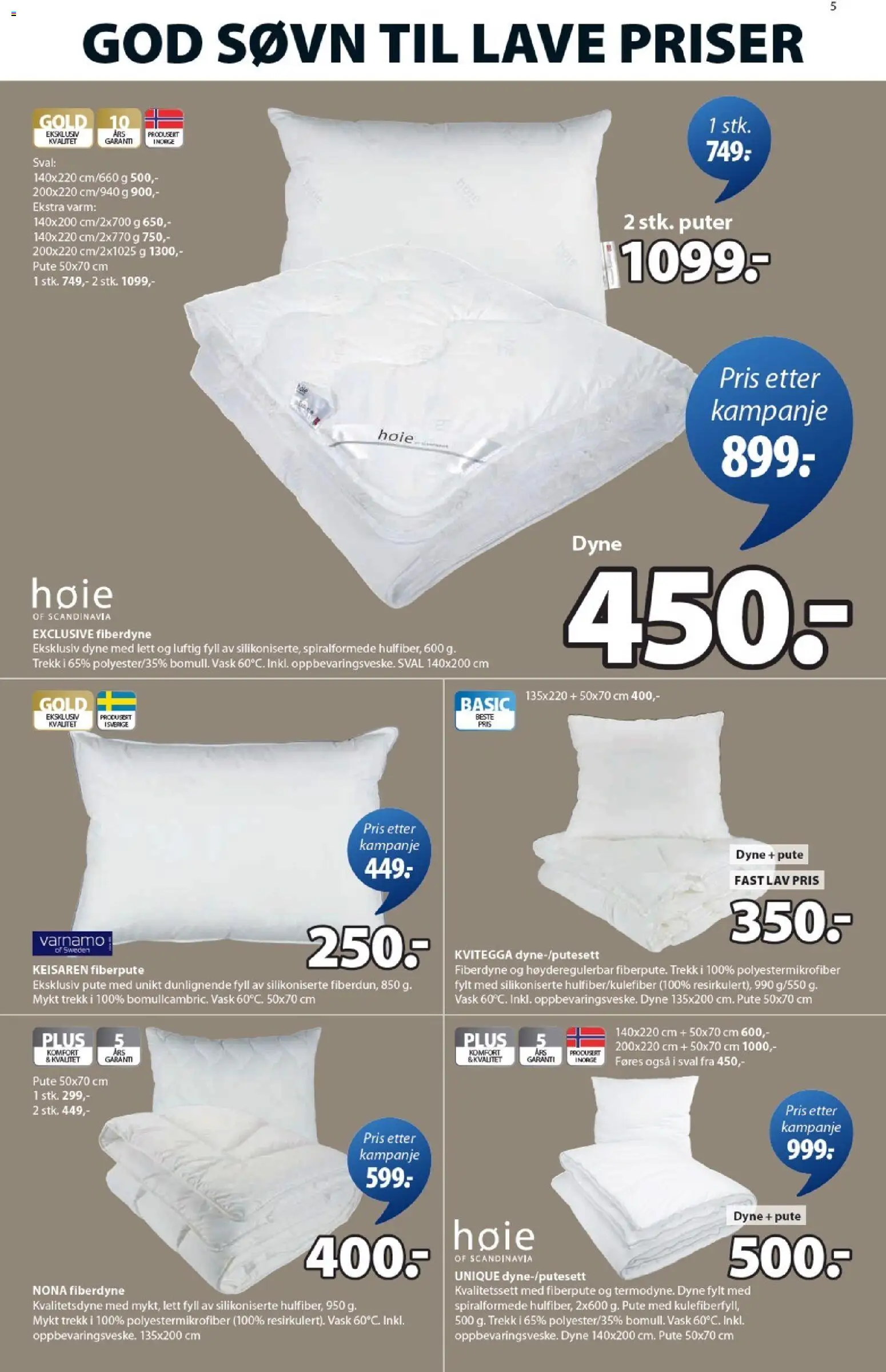 {H1} | Side: 5 | Produkter: Dyne, Vask, Суміш дитяча, Pute