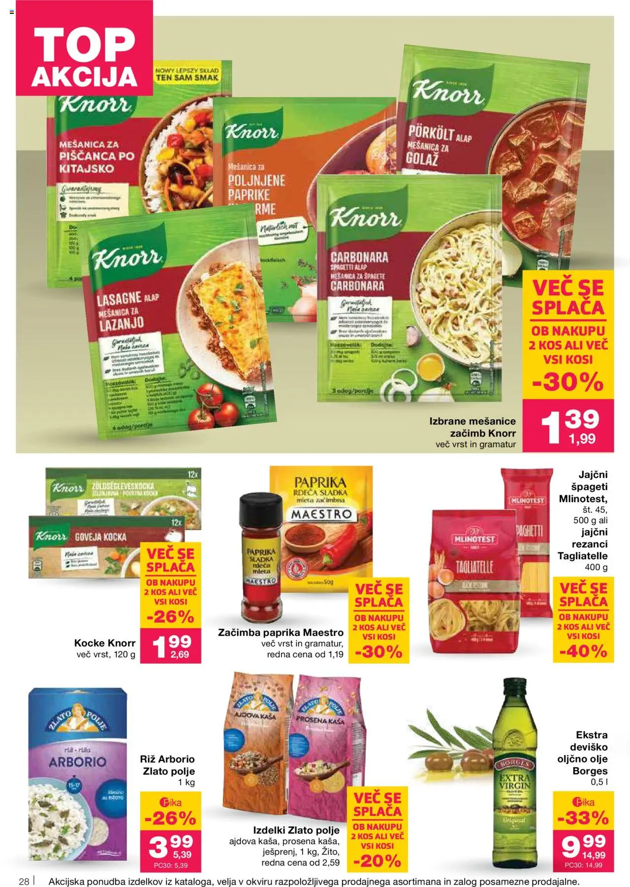 Mercator katalog │ velja od 26.06.2025 | Stran: 28 | Izdelki: Rezanci, Kos, Riz, Spageti
