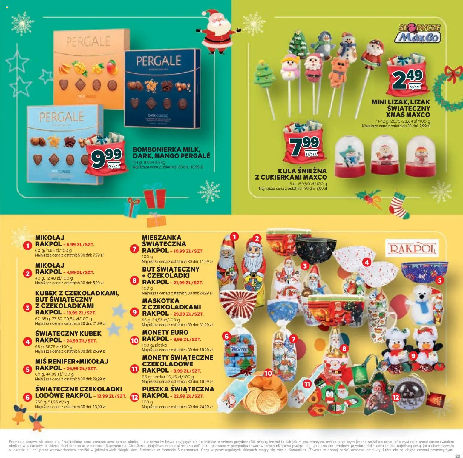 Stokrotka Gazetka - Mikołajki od 20.11.2025 | Strona: 23 | Produkty: Mango, Czekoladki, Stokrotka, Siatka