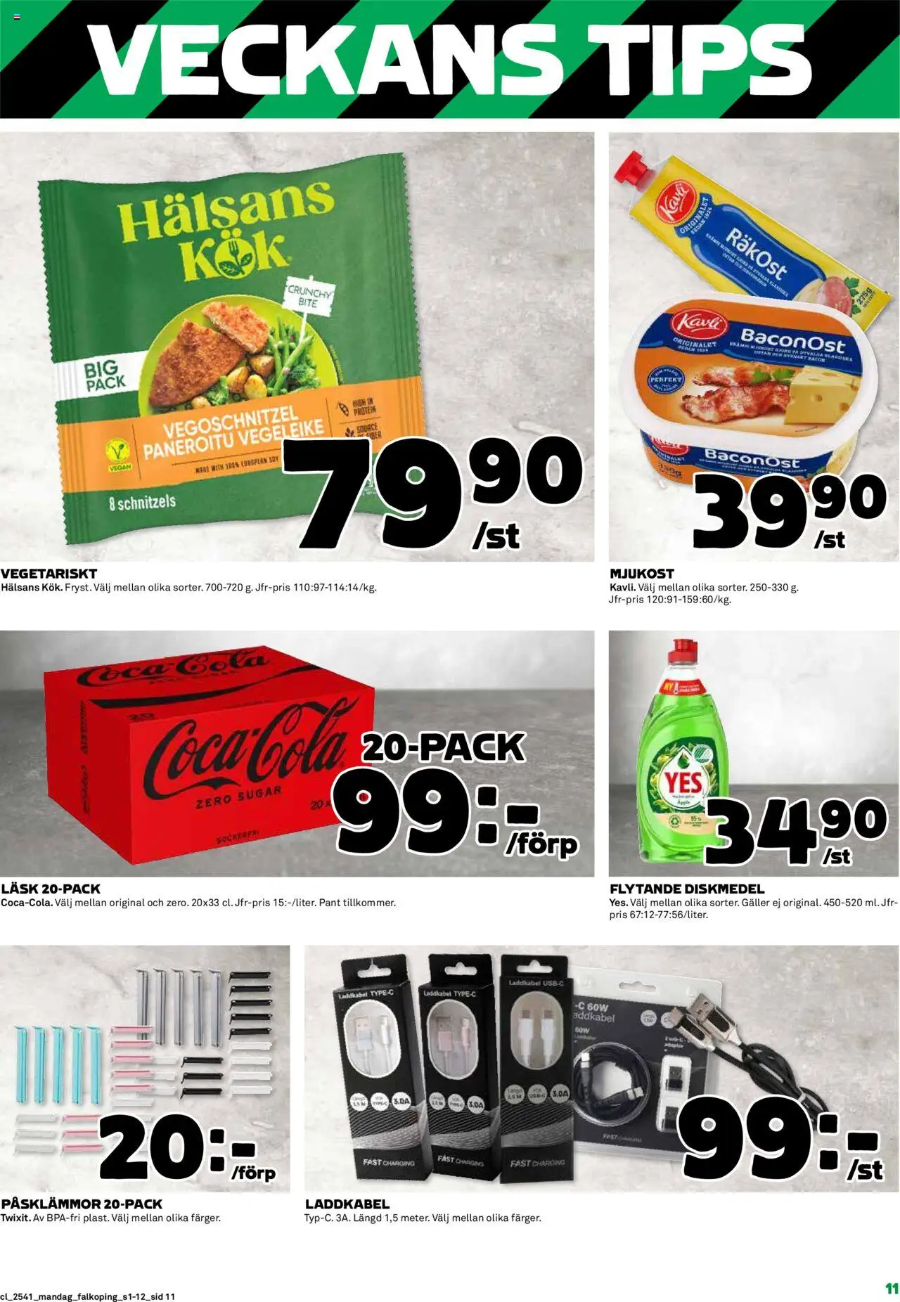 Coop reklamblad aktuell från 06.10.2025 | Sida: 11 | Produkter: Diskmedel, Galler, Coca cola, Mjukost