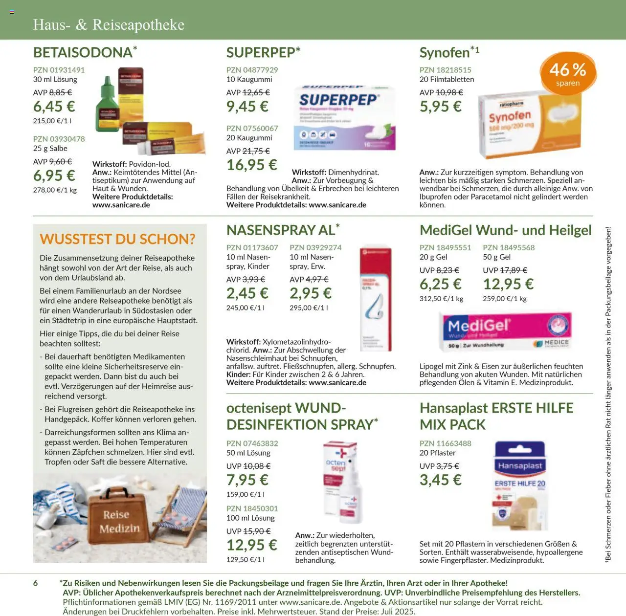 Sanicare Prospekt 	 - gültig ab dem 07.07.2025 | Seite: 8 | Produkte: Saft, Koffer