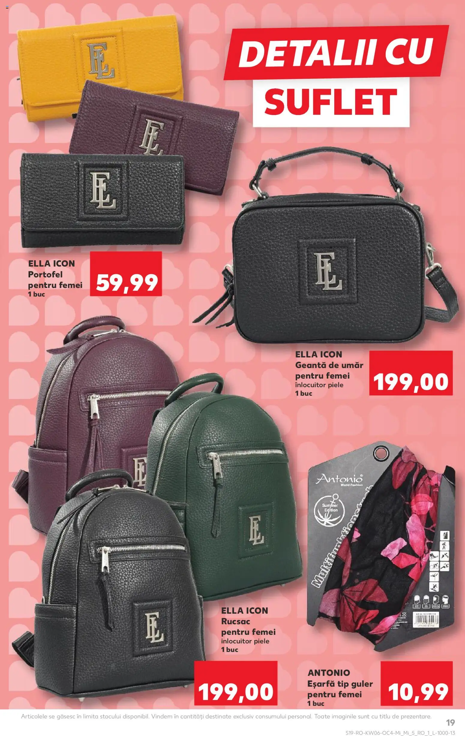 Noul catalog Kaufland – valabil de la 04.02.2026 | Pagină: 19 | Produse: Portofel, Eșarfă, Geantă, Rucsac