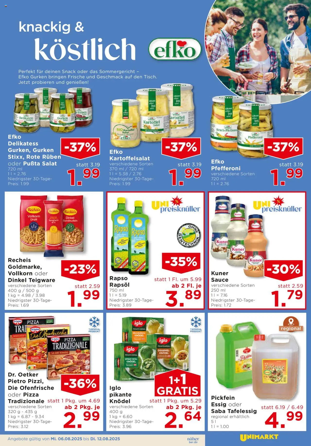 Unimarkt - Broschüre gültig ab 06.08.2025 | Seite: 7 | Produkte: Gurken, Salat, Pizza