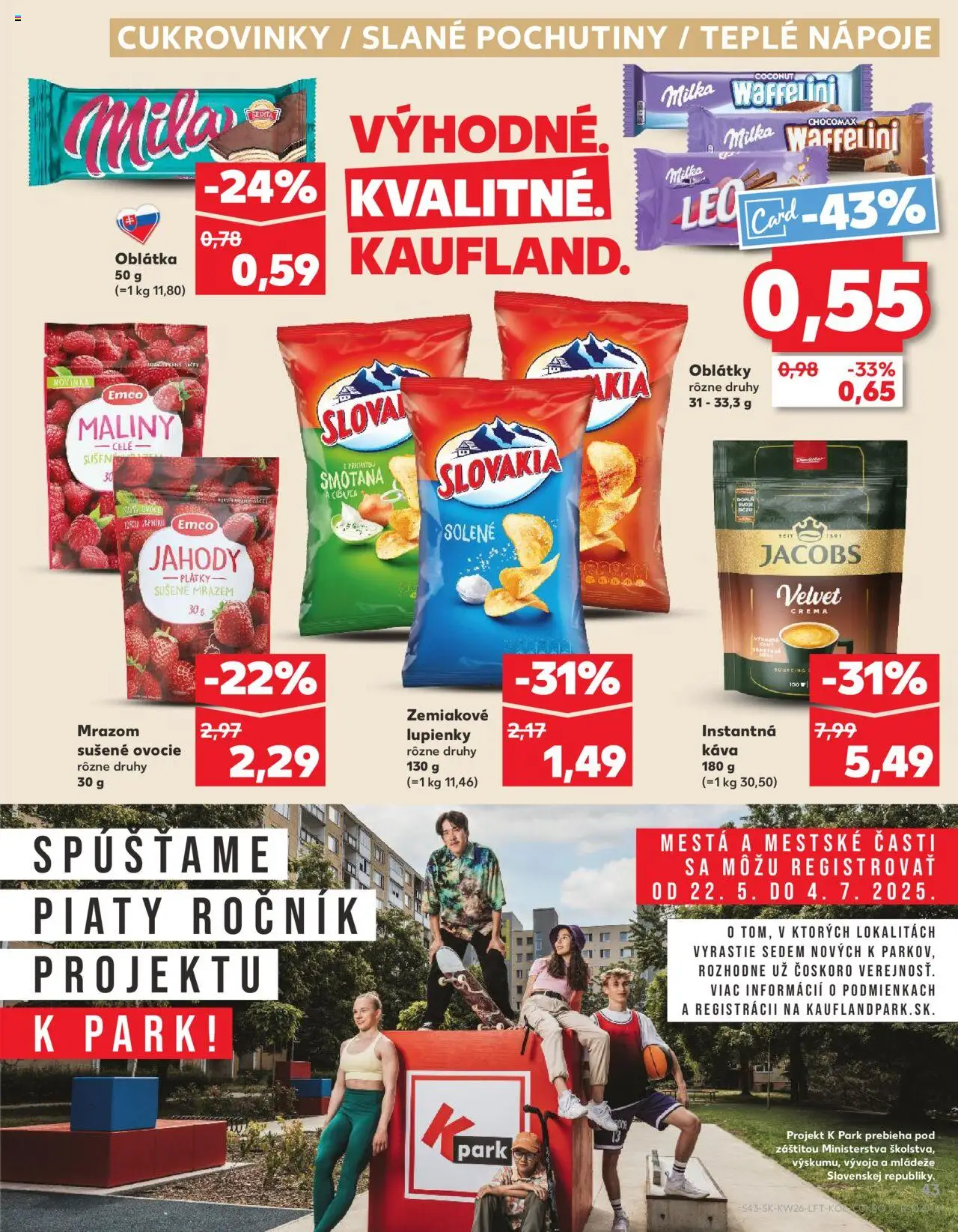 Nové Kaufland akcie – leták je platný od 26.06.2025 | Strana: 43 | Produkty: Káva, Smotana, Mila, Milka