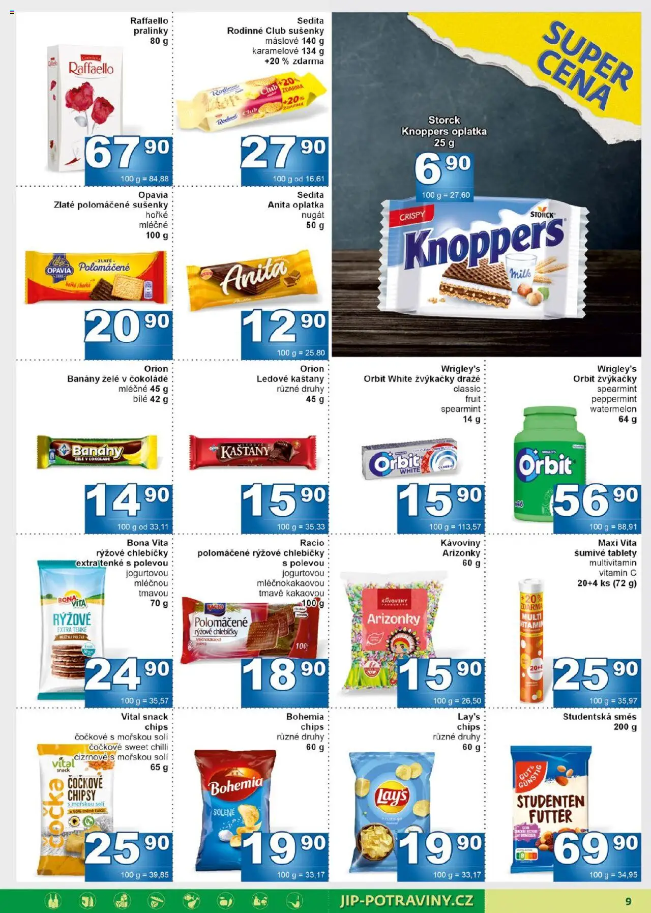 Jip leták od 22.10.2025 | Strana: 9 | Produkty: Knoppers, Banány, Ledové kaštany, Lay's