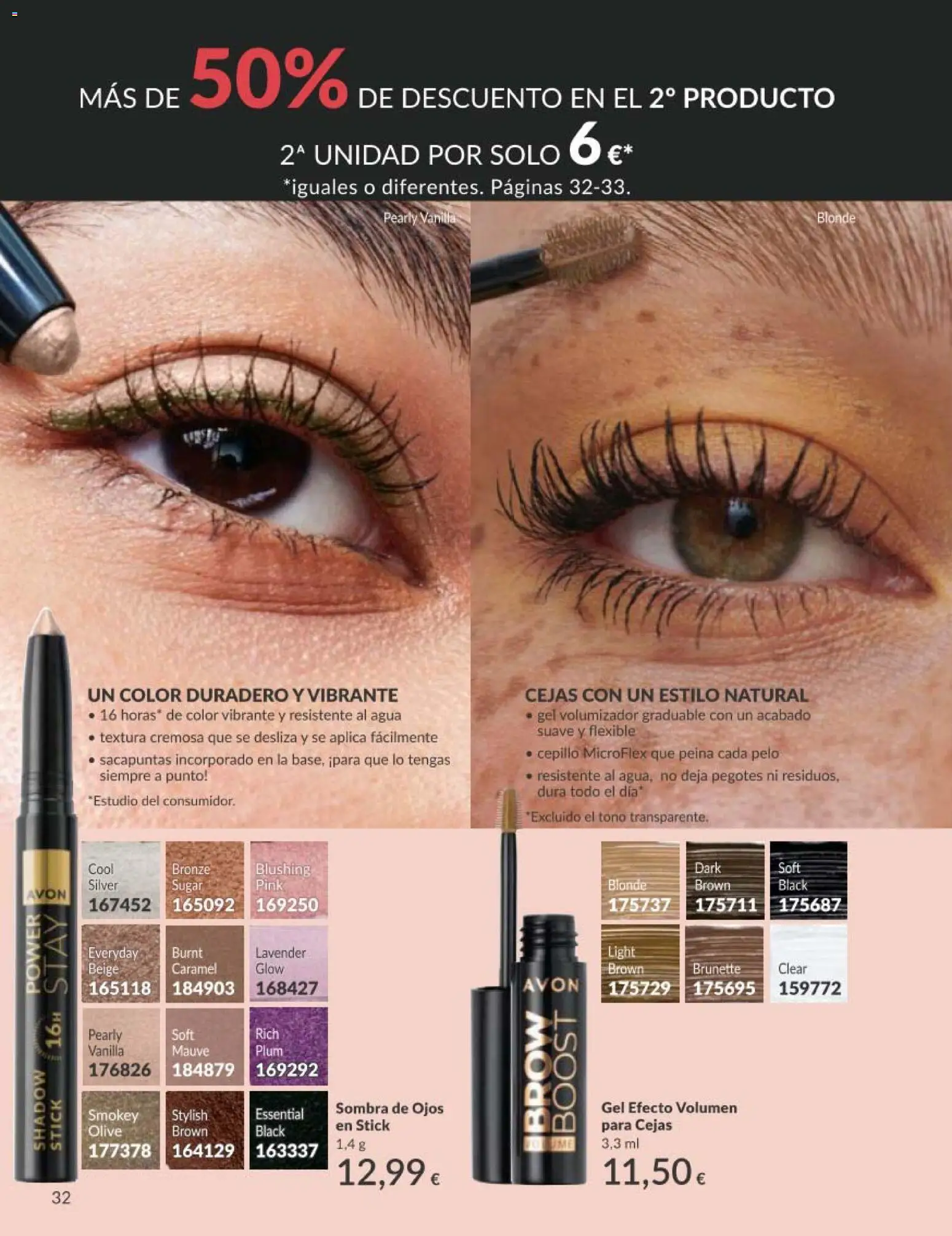 Catálogo AVON campaña 5 │ válido desde el 01.05.2026 | Página: 32 | Productos: Cepillo, Sombra, Sacapuntas, Sombra de ojos