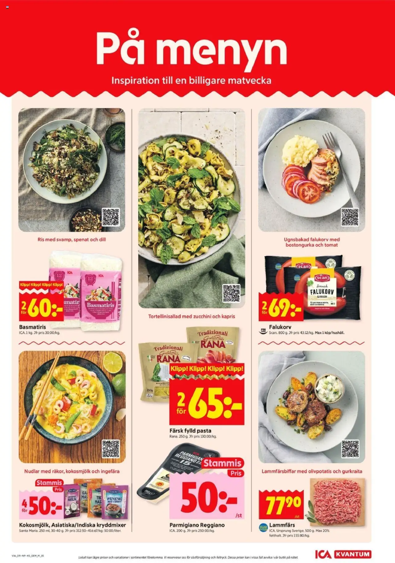 ICA Kvantum reklamblad aktuell från 01.09.2025 | Sida: 5 | Produkter: Spenat, Kapris, Ris, Zucchini