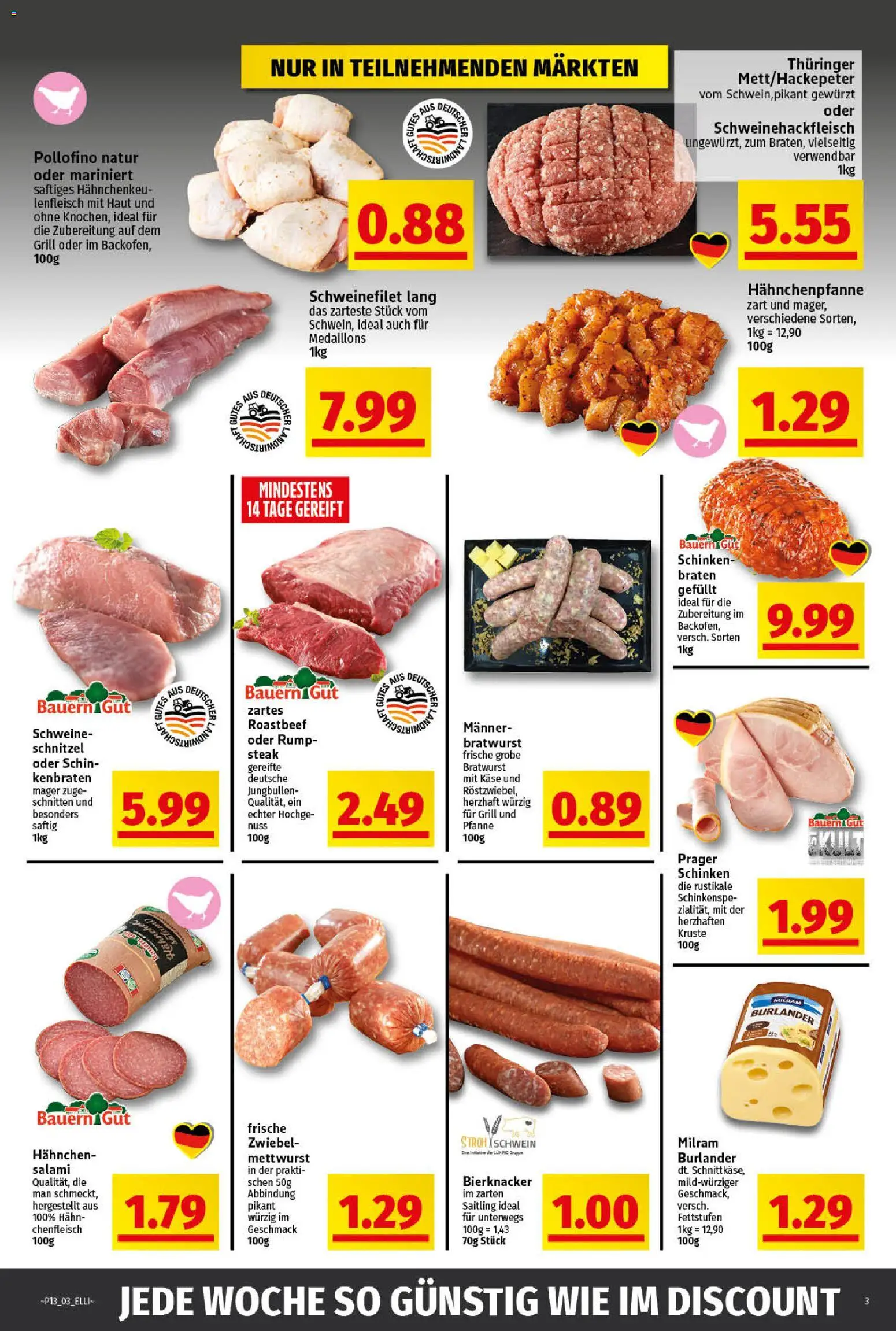 Elli Markt Prospekt Greffen – gültig ab 23.03.2026 | Seite: 3 | Produkte: Hahnchen, Bratwurst, Schweinefilet, Backofen