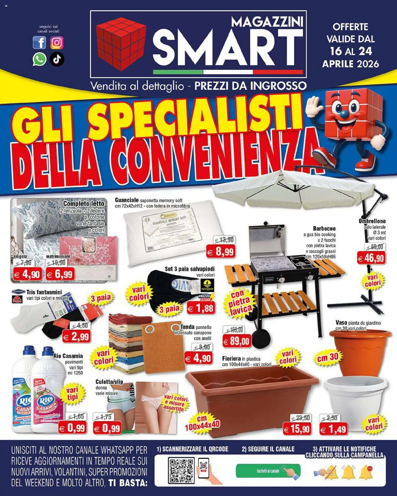 Volantino Magazzini Smart del 16.04.2026 | Pagina: 1 | Prodotti: Saponetta, Fioriera, Letto, Federa