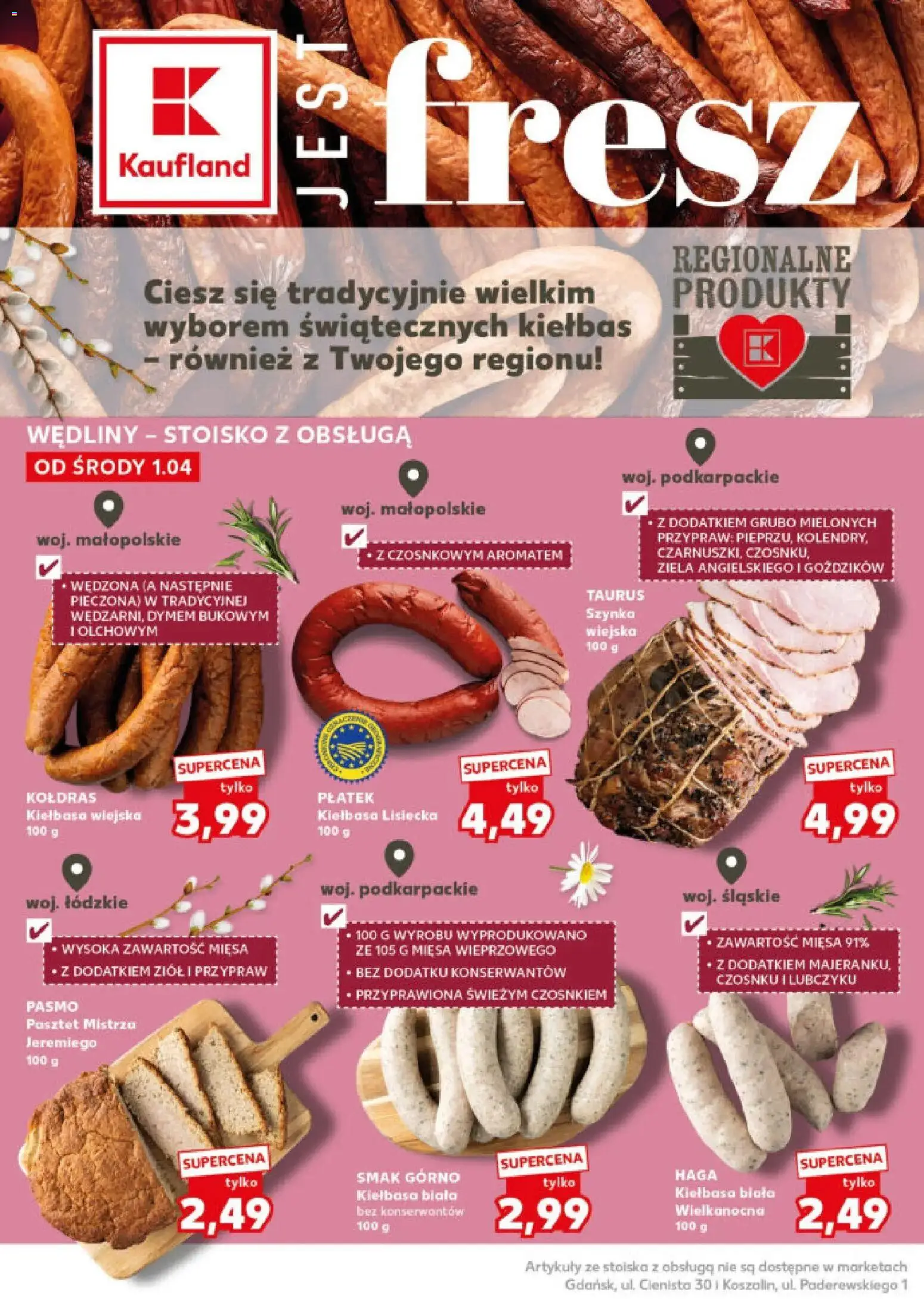 Kaufland gazetka - Mocny start od 07.04.2026 | Strona: 20 | Produkty: Kiełbasa, Kiełbasa lisiecka, Szynka, Wędliny