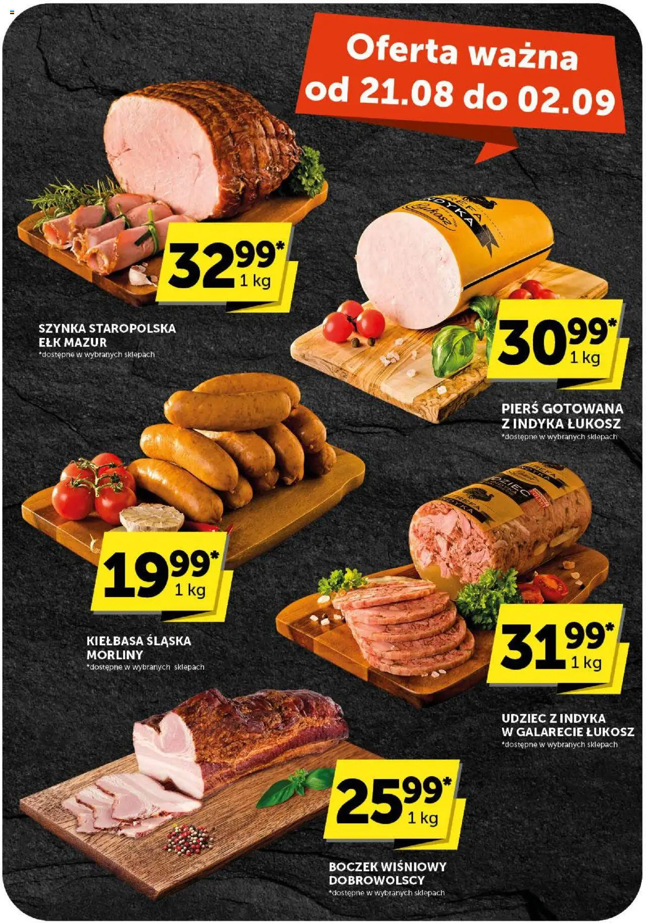 Groszek Gazetka od 21.08.2025 | Strona: 17 | Produkty: Kiełbasa, Szynka, Kiełbasa śląska, Boczek
