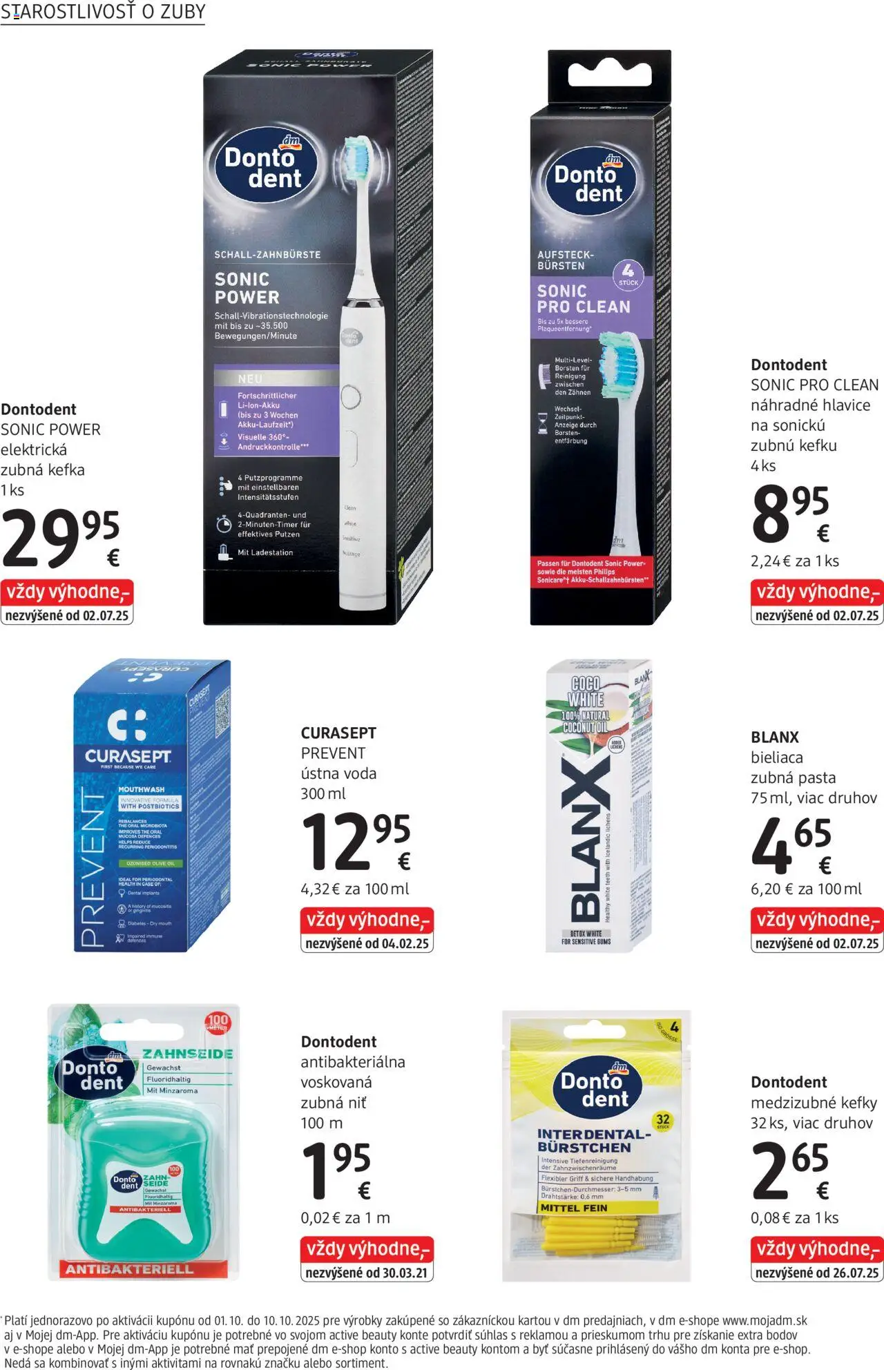 Nové dm drogerie akcie – leták je platný od 01.10.2025 | Strana: 18 | Produkty: Elektrická zubná kefka, Zubná kefka, Zubná pasta, Ústna voda