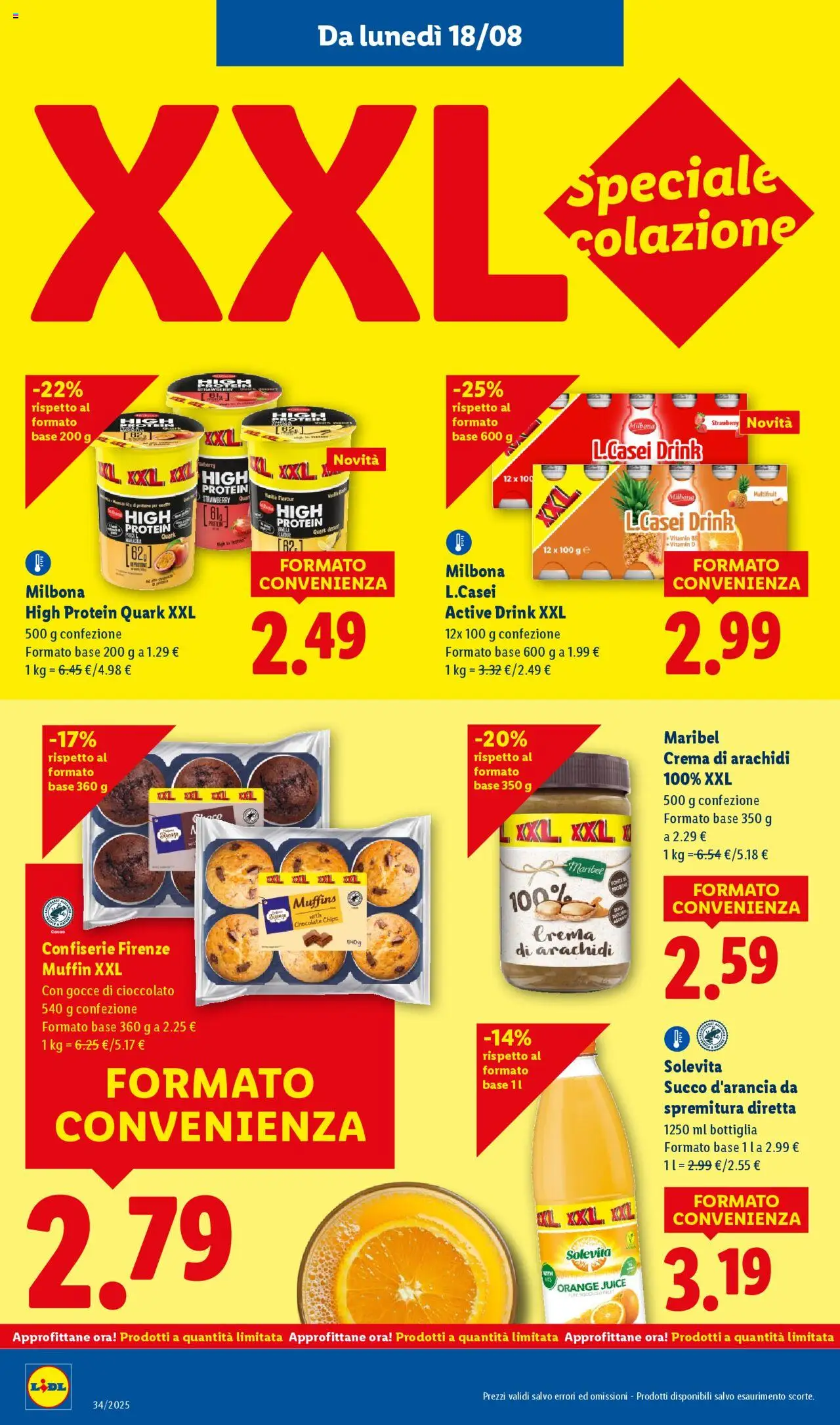 Volantino Lidl del 18.08.2025 | Pagina: 8 | Prodotti: Crema, Succo, Muffin, Bottiglia