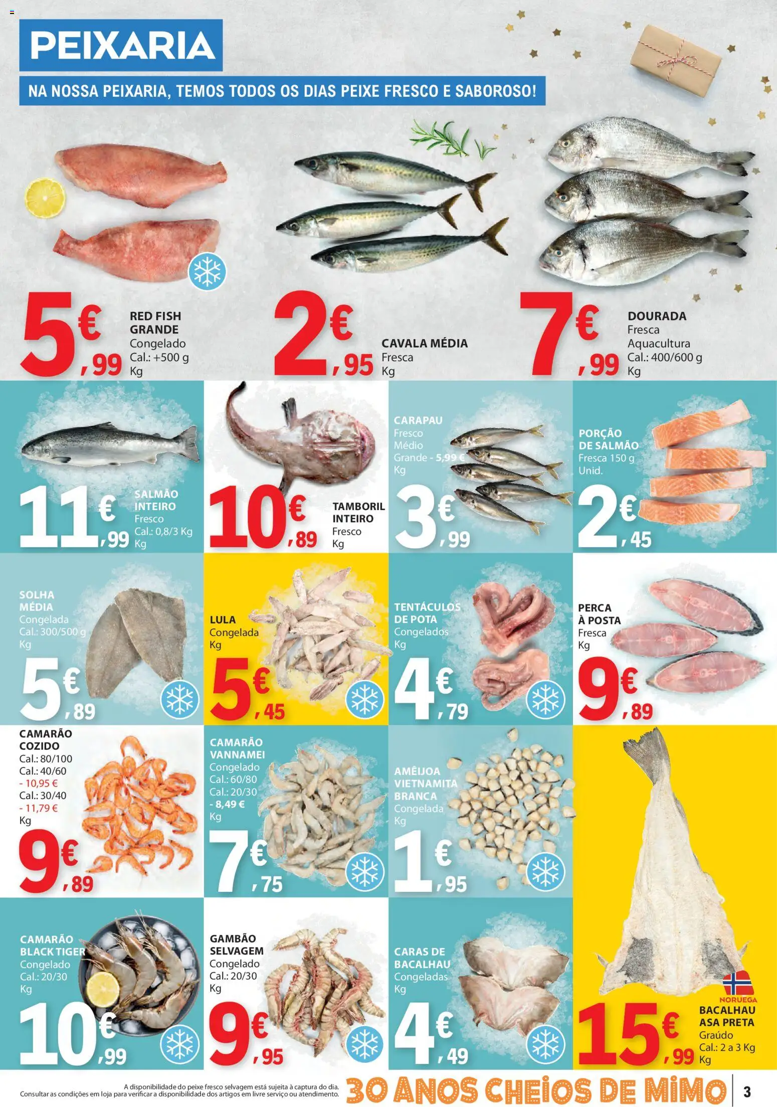 E.Leclerc folheto │ válido de 13.11.2025 | Página: 3 | Produtos: Bacalhau, Salmão, Tamboril, Peixe