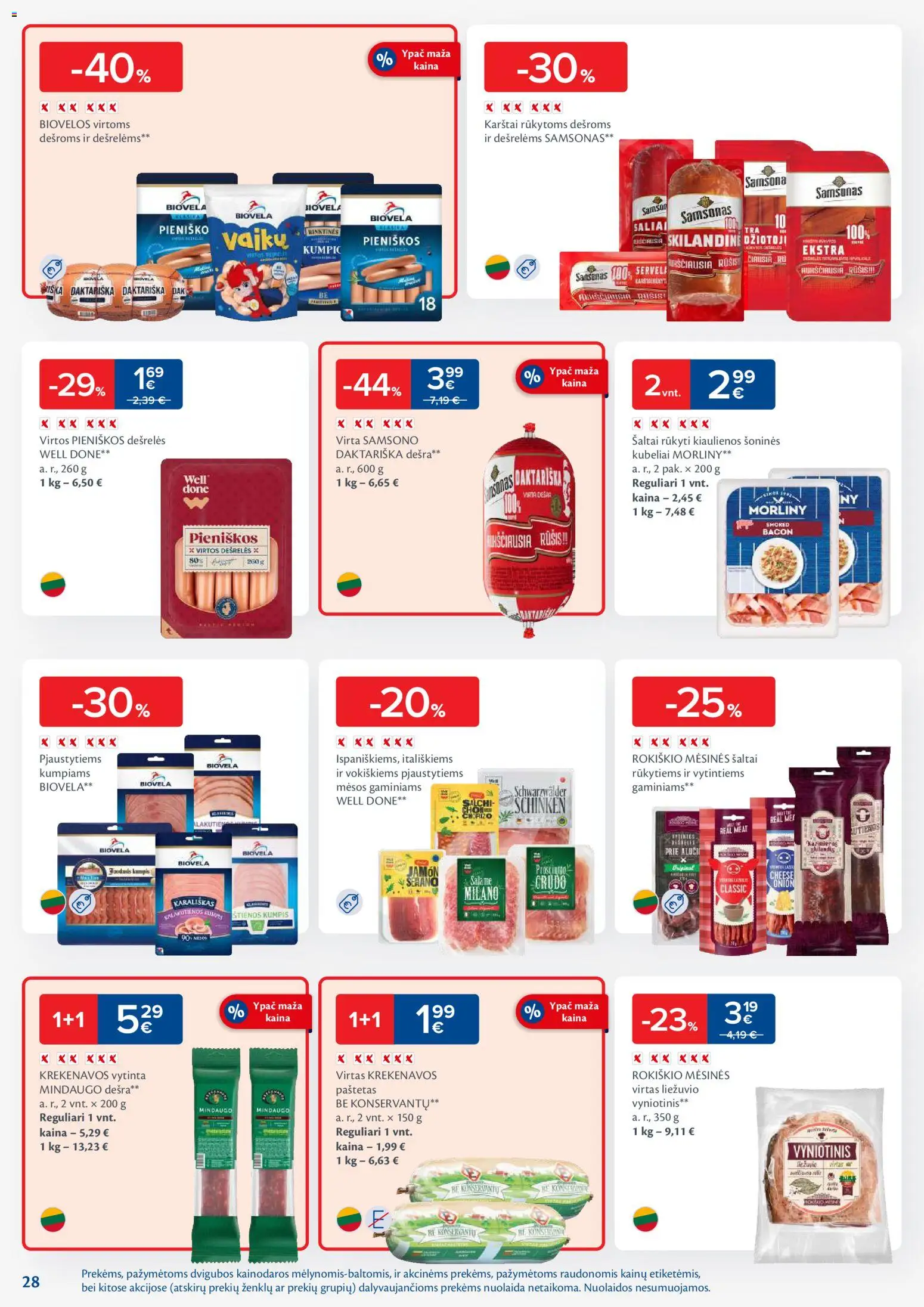 MAXIMA akcijos nuo 24.02.2026 | Puslapis: 28 | Prekių: Kiaulienos, Dešrelės, Kumpis, Dešra