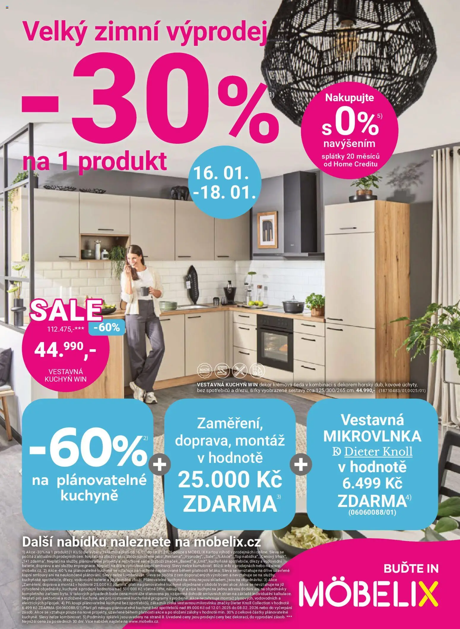 Möbelix leták od 12.01.2026 | Strana: 1 | Produkty: Mikrovlnka, Baterie, Kuchyně