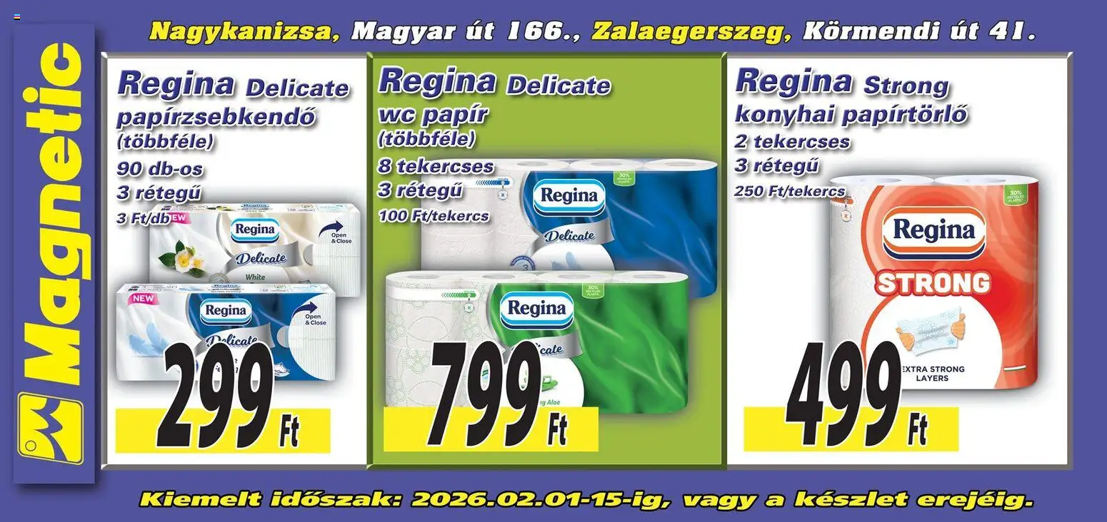 Magnetic akciós ujság - amely érvényes a következő dátumtól: 01.02.2026 | Oldal: 2 | Termékek: Papírtörlő, Papírzsebkendő, WC, Wc papir