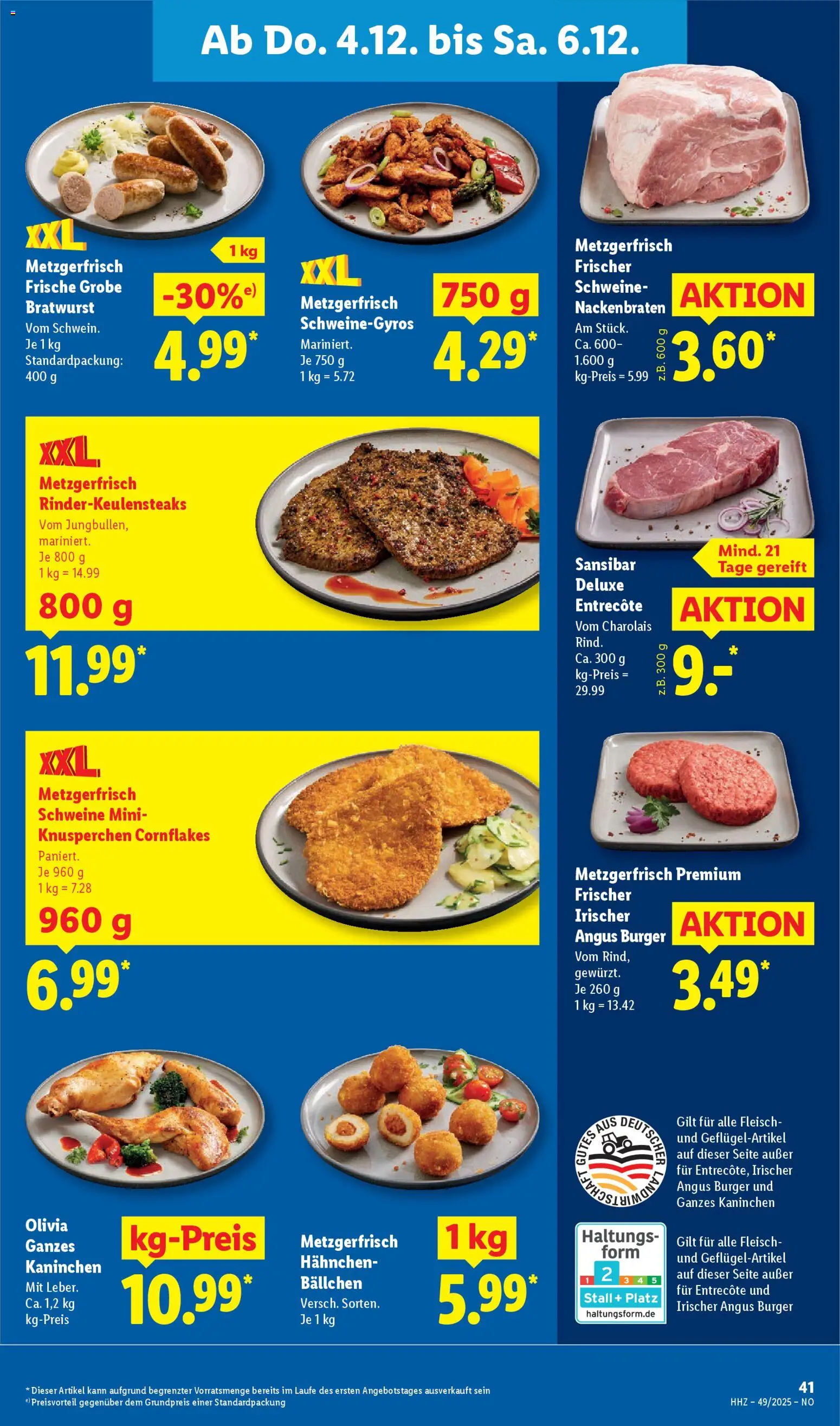 Lidl Prospekt Bremerhaven-Mitte-Nord – gültig ab 01.12.2025 | Seite: 61 | Produkte: Hahnchen, Kaninchen, Bratwurst, Fleisch