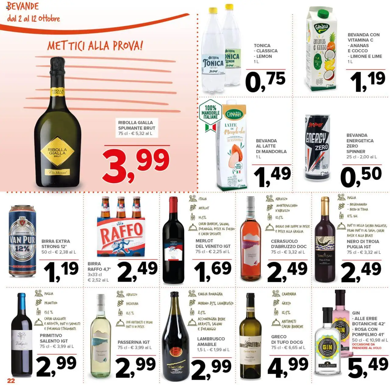 Volantino Todis del 02.10.2025 | Pagina: 22 | Prodotti: Birra, Ananas, Lime, Cocco