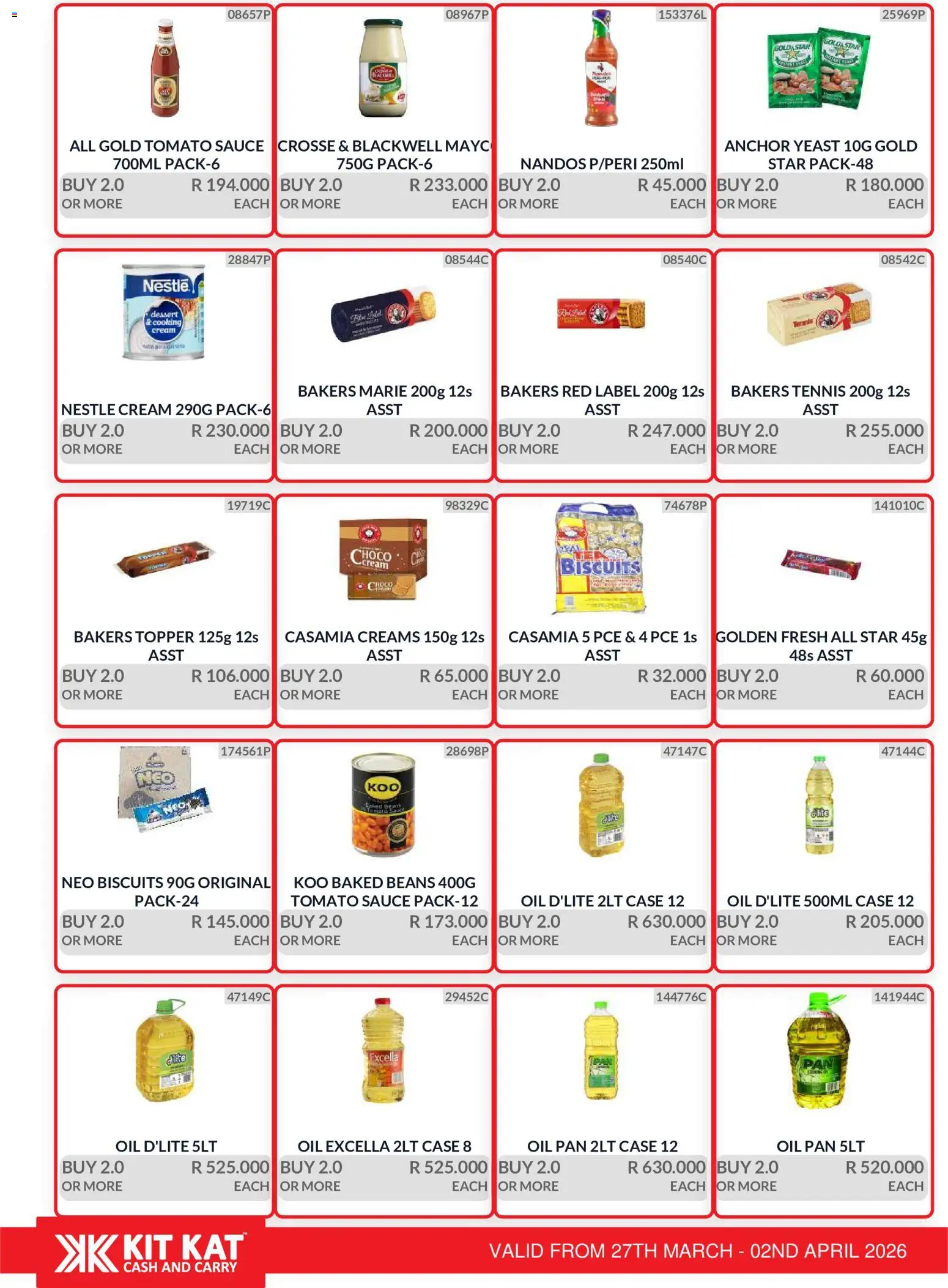 New KIT KAT Cash & Carry catalogue – valid from 27.03.2026 | Page: 11 | Products: Beans, Oil, Biscuits, Cream