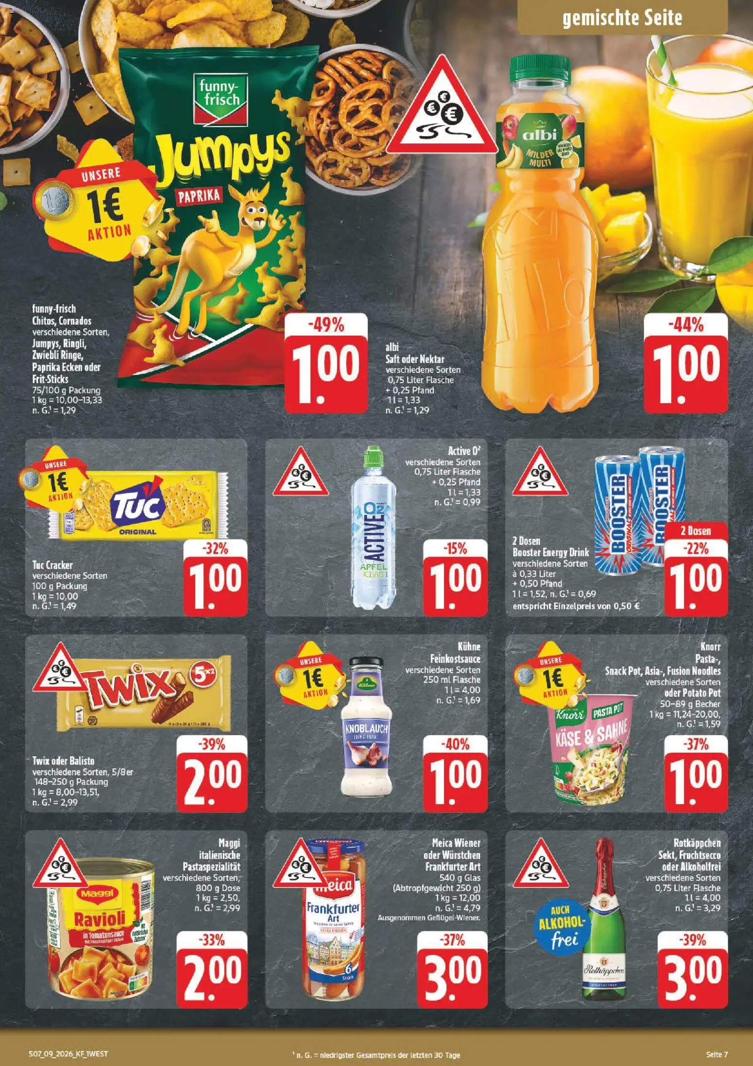 nah & gut Prospekt 	 – gültig ab 23.02.2026 | Seite: 7 | Produkte: Funny frisch, Meica, Twix, Fruchtsecco