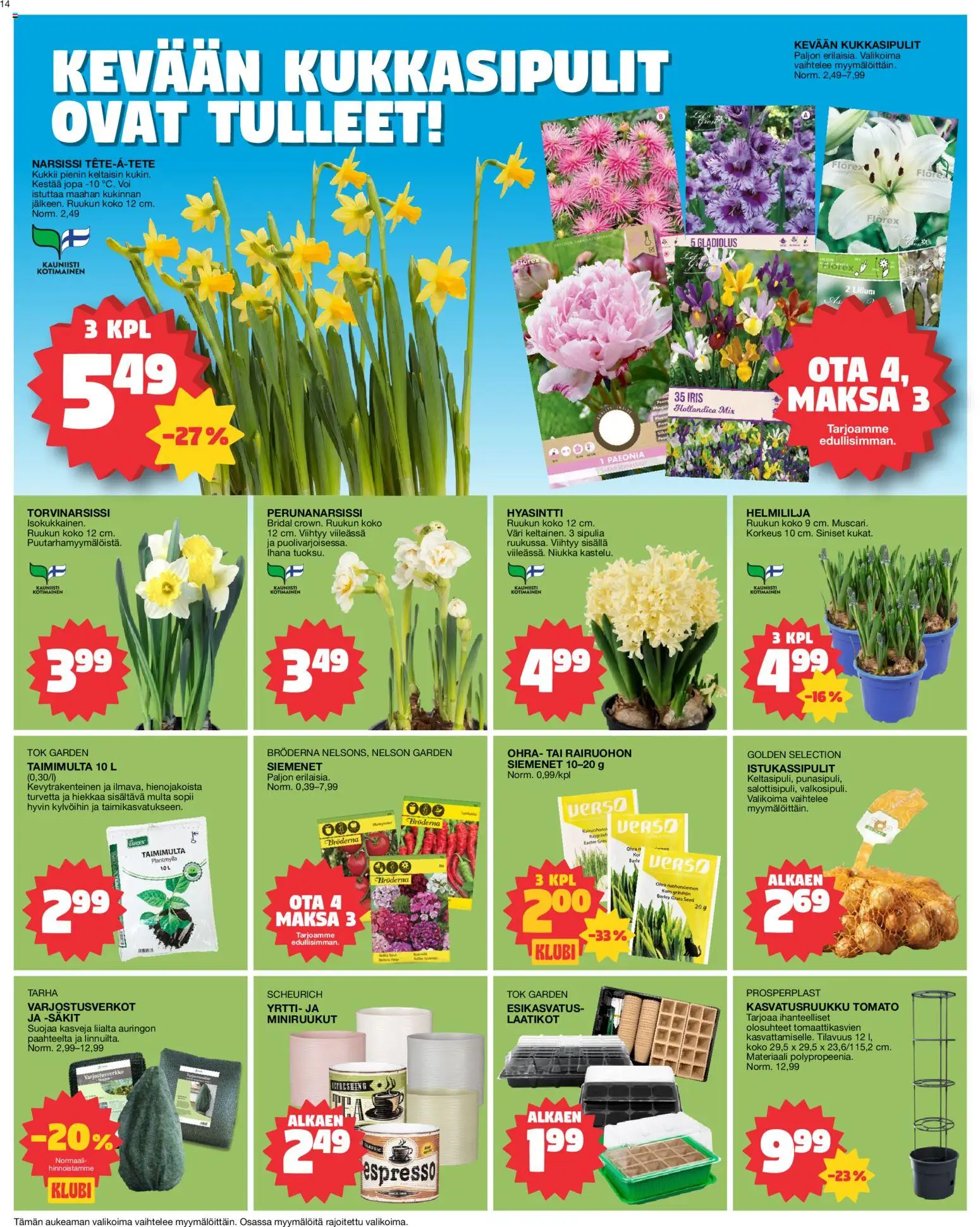 Tokmanni tarjoukset – voimassa 16.03.2026 alkaen | Sivu: 14 | Tuotteet: Multa, Siemenet, Voi