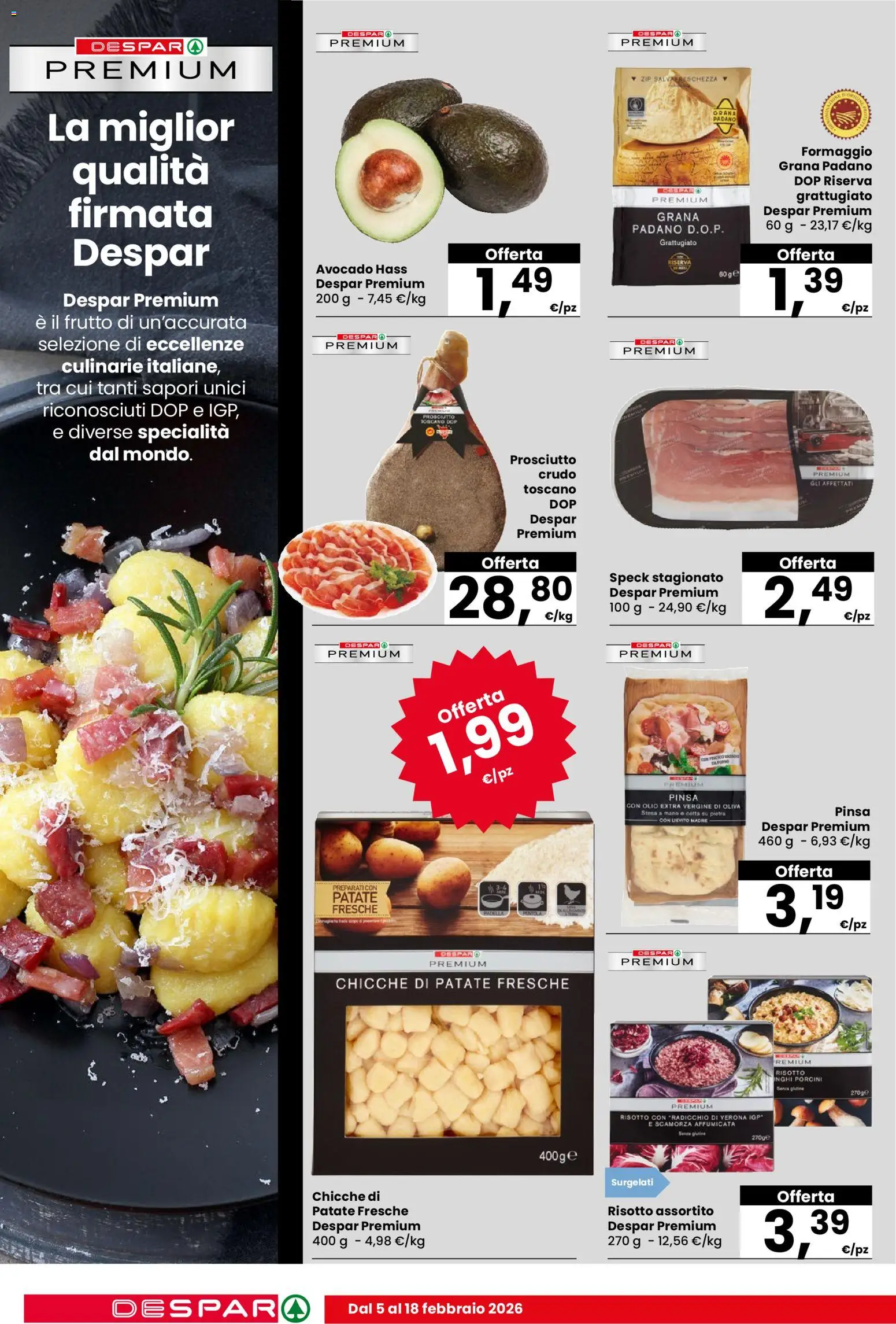 Volantino Despar del 05.02.2026 | Pagina: 14 | Prodotti: Patate, Olio, Grana Padano, Olio extra vergine