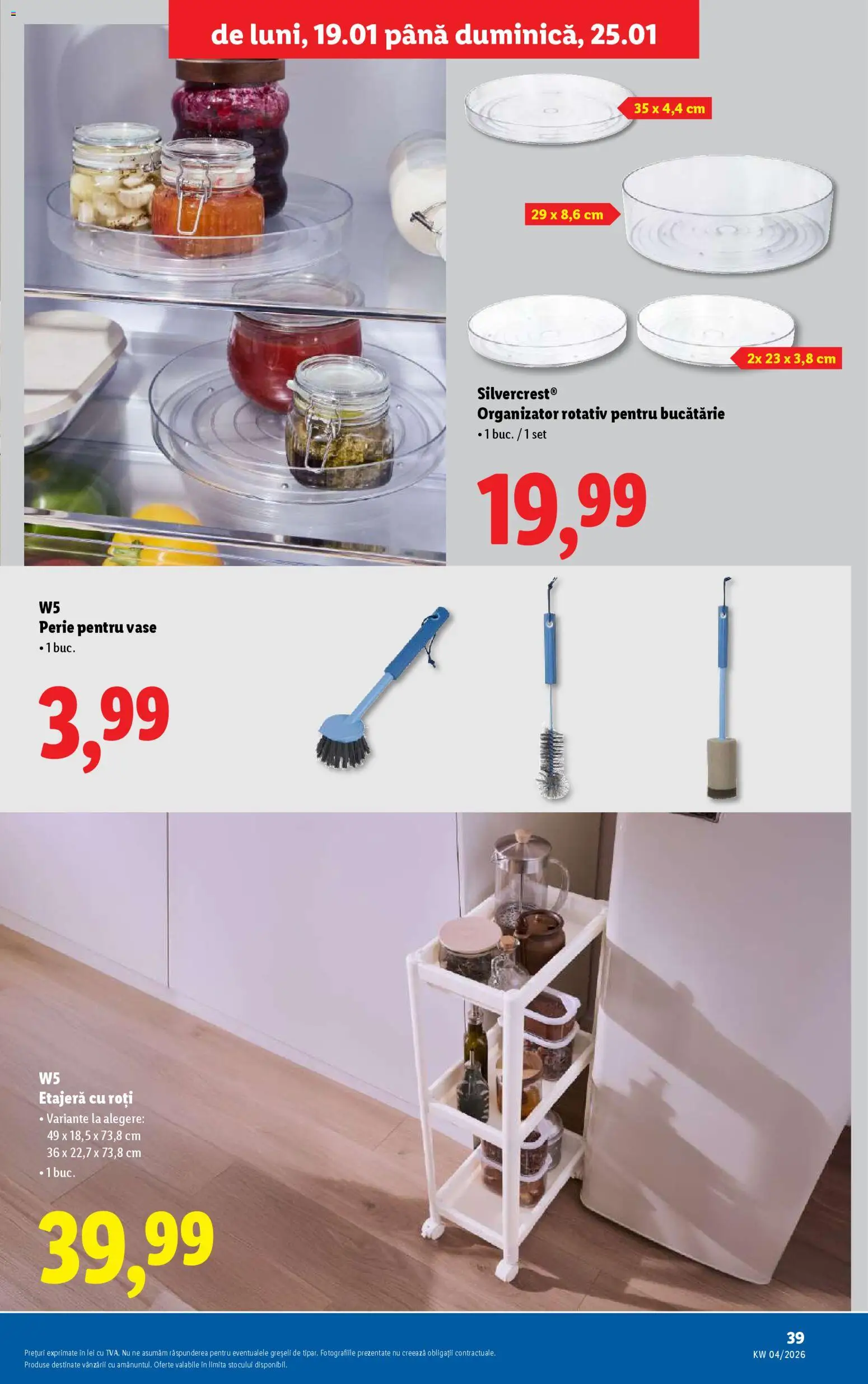 Noul catalog Lidl – valabil de la 19.01.2026 | Pagină: 39 | Produse: Bucătărie, Etajeră, Perie