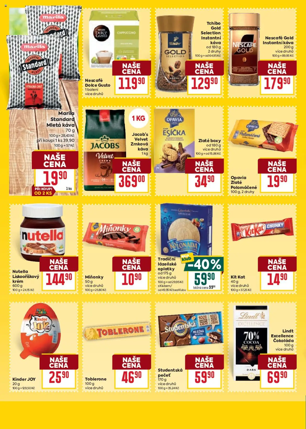 Billa Velký leták od 18.06.2025 | Strana: 22 | Produkty: Káva, Studentská pečeť, Nescafé, Kinder