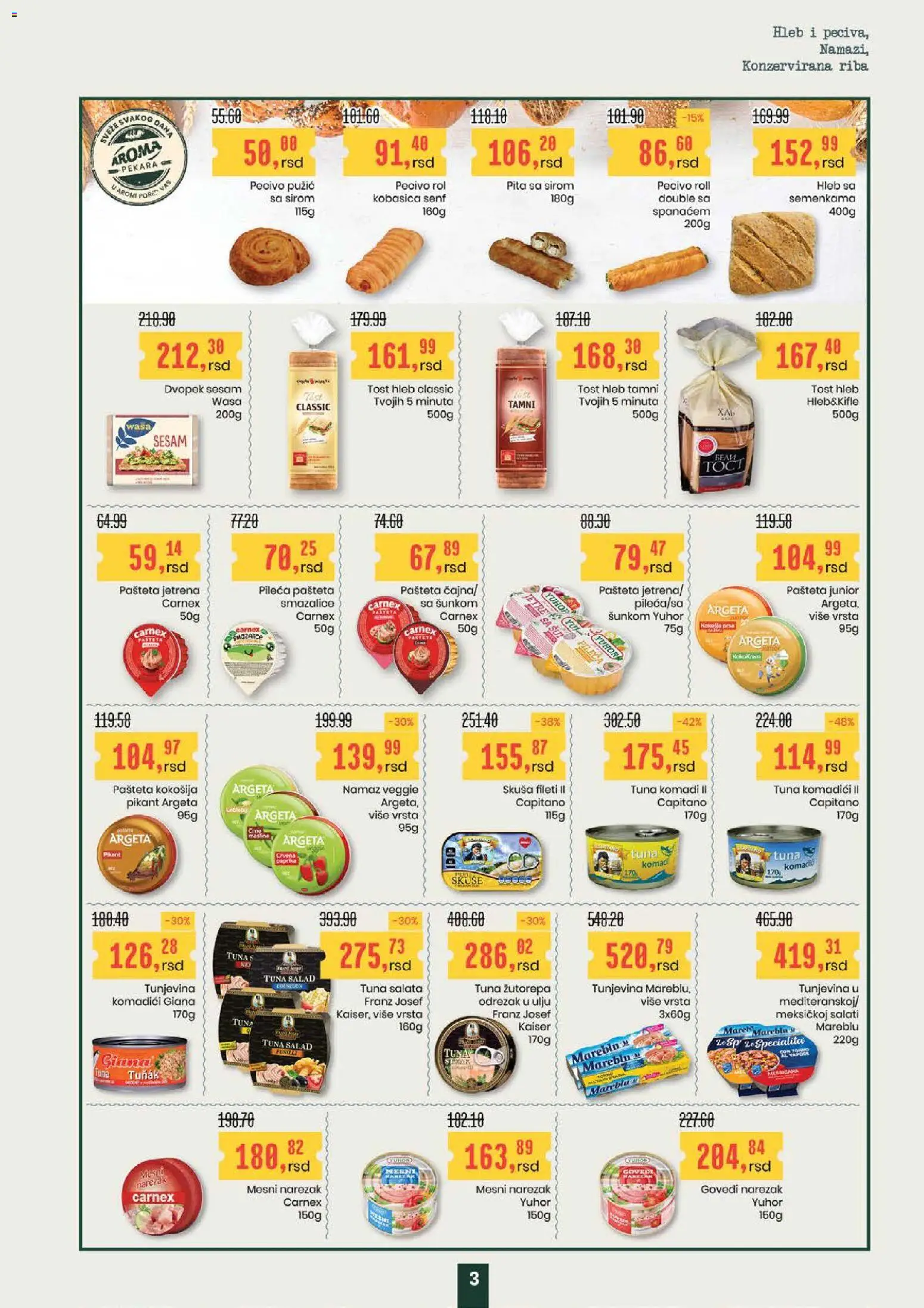 Aroma Market katalog - važi od 11.12.2025 | Strana: 3 | Proizvode: Senf, Narezak, Riba, Mesni narezak