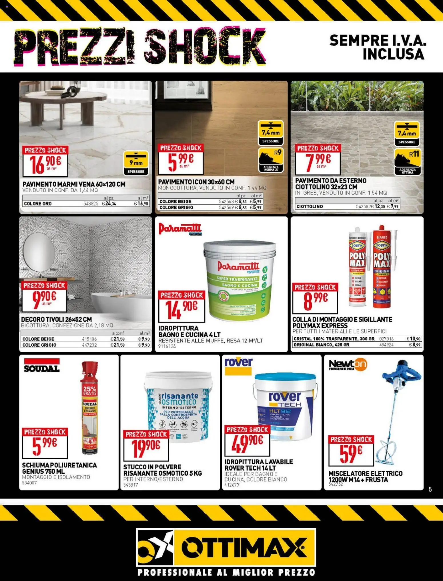 Volantino Ottimax del 05.03.2026 | Pagina: 5 | Prodotti: Pavimento, Colla, Stucco, Bagno