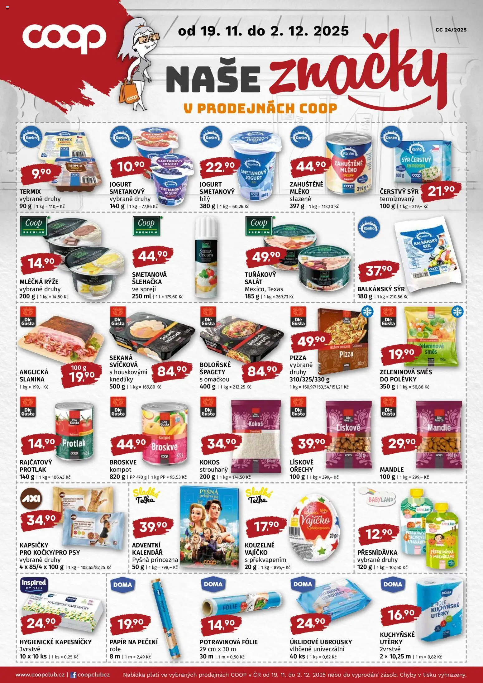 Coop leták - Super cena od 19.11.2025 | Strana: 2 | Produkty: Smetanový jogurt, Pizza, Ubrousky, Šlehačka