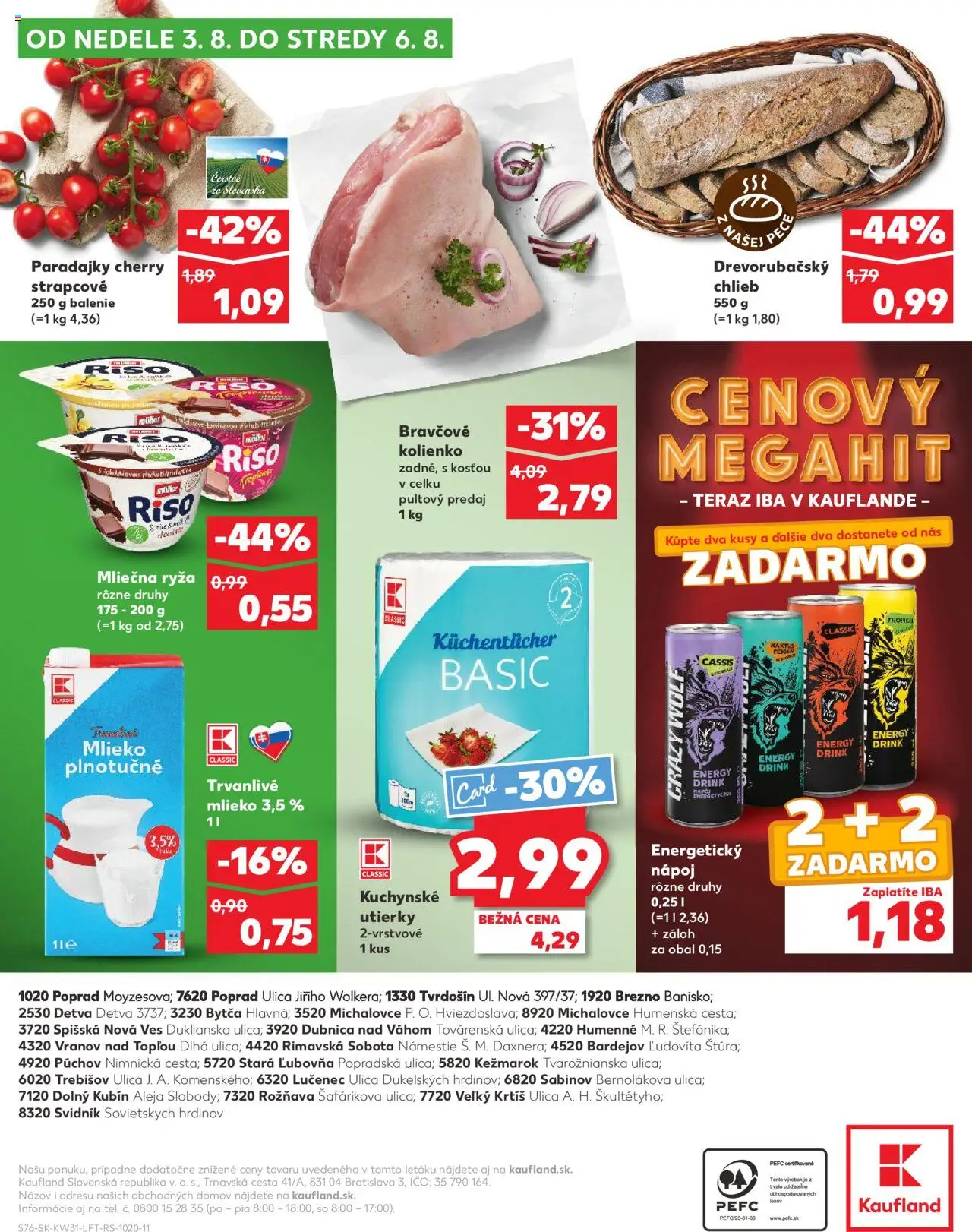 Kaufland Dubnica Nad Váhom │ platný od 31.07.2025 | Strana: 76 | Produkty: Mlieko, Chlieb, Paradajky, Energetický nápoj