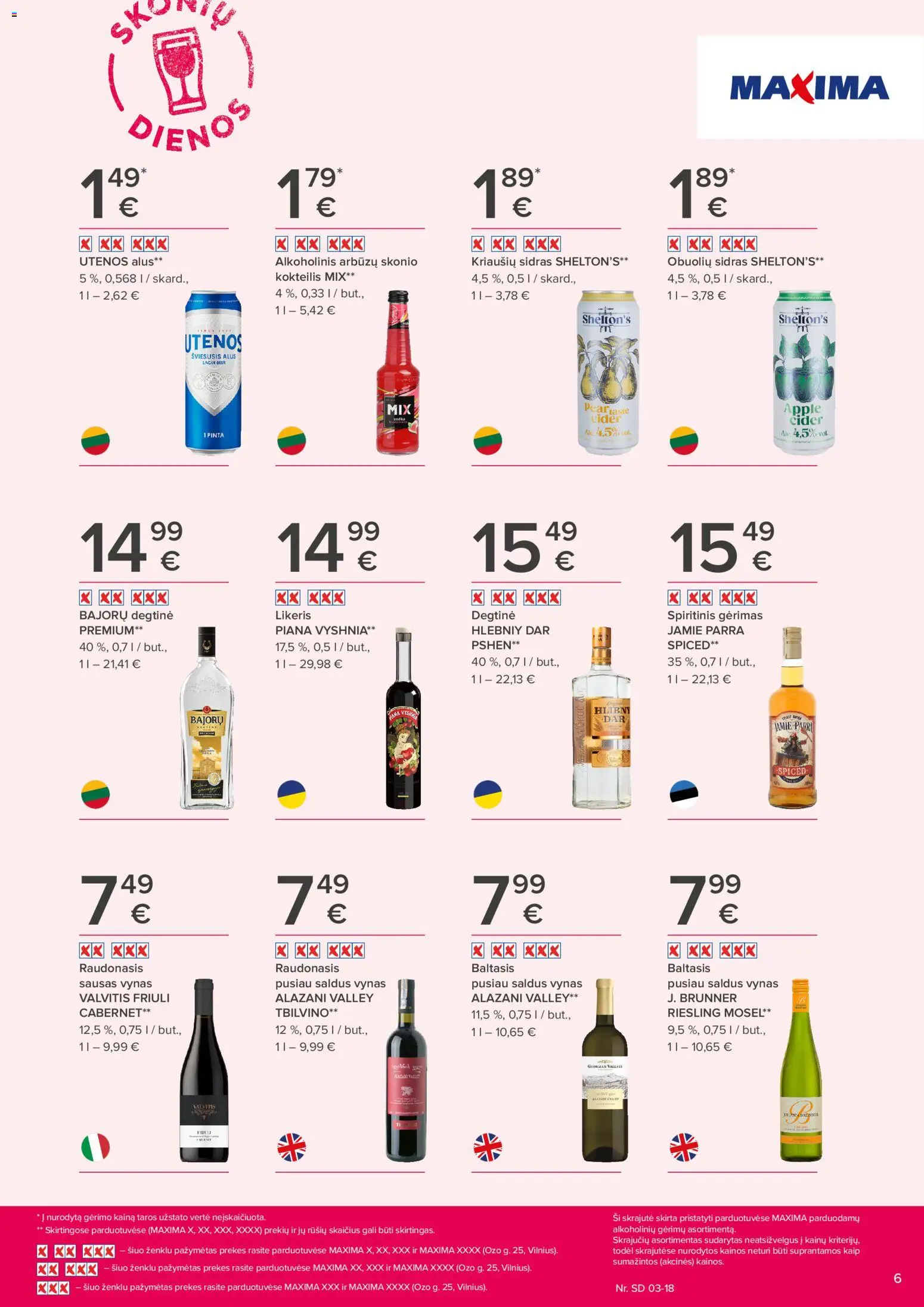 MAXIMA akcijos nuo 05.03.2026 | Puslapis: 6 | Prekių: Degtinė, Vynas, Alus