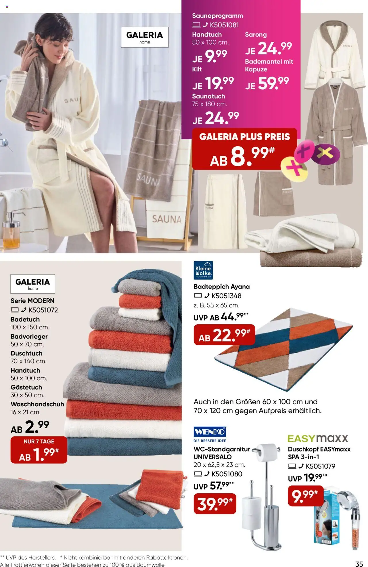 Galeria Karstadt Kaufhof Prospekt 	 – gültig ab 17.09.2025 | Seite: 35 | Produkte: Bademantel, Duschkopf
