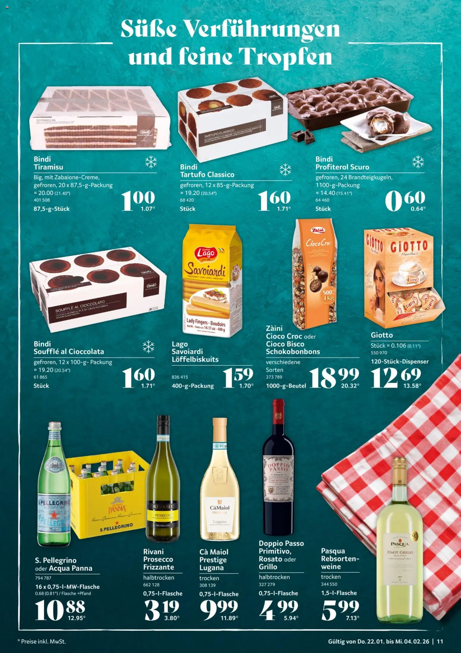 Selgros Gastronomie – gültig ab 22.01.2026 | Seite: 11 | Produkte: Doppio passo primitivo, Prosecco, Doppio Passo