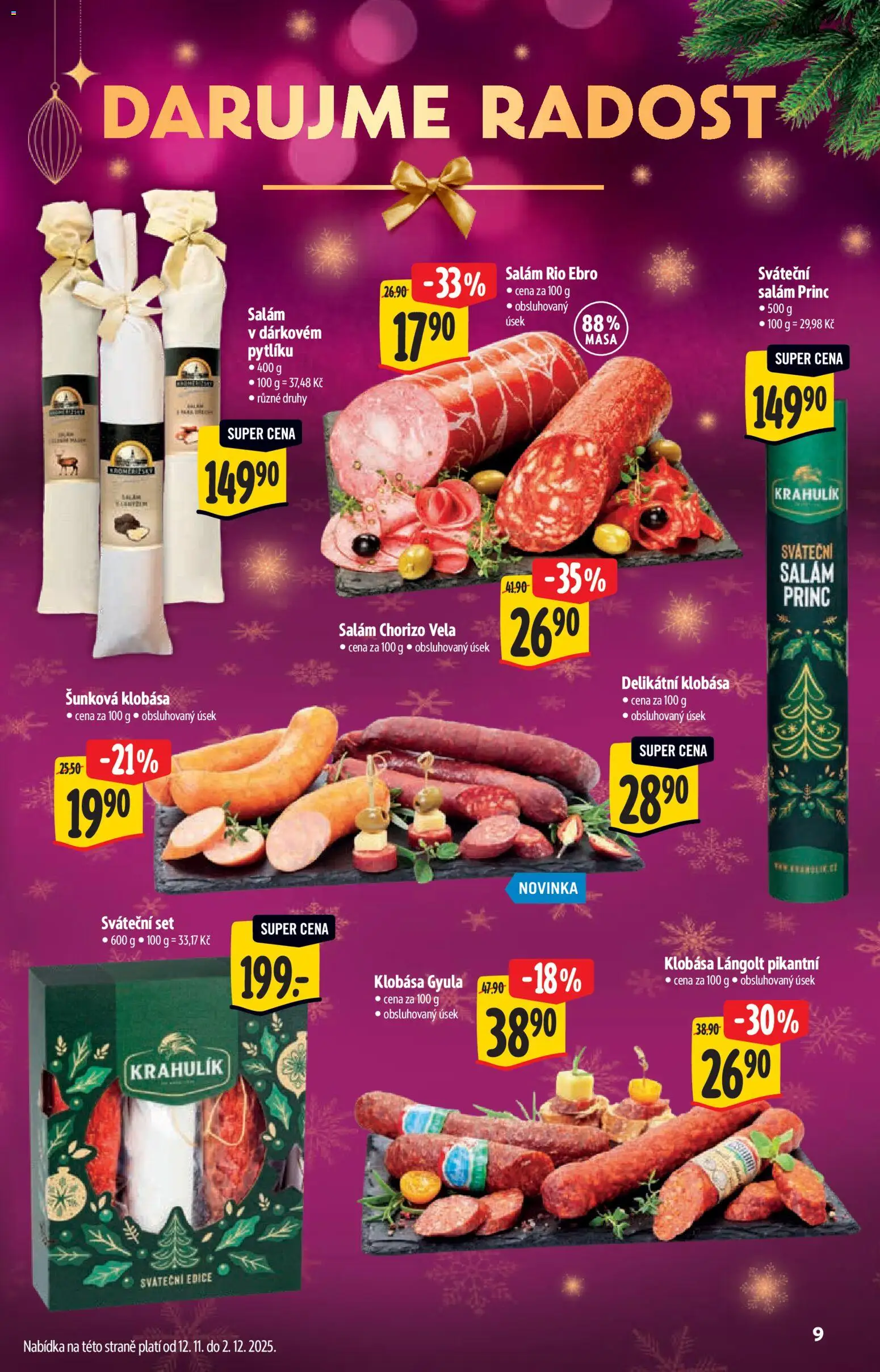 Albert katalog - Supermarket od 12.11.2025 | Strana: 9 | Produkty: Salám, Klobása, Chorizo