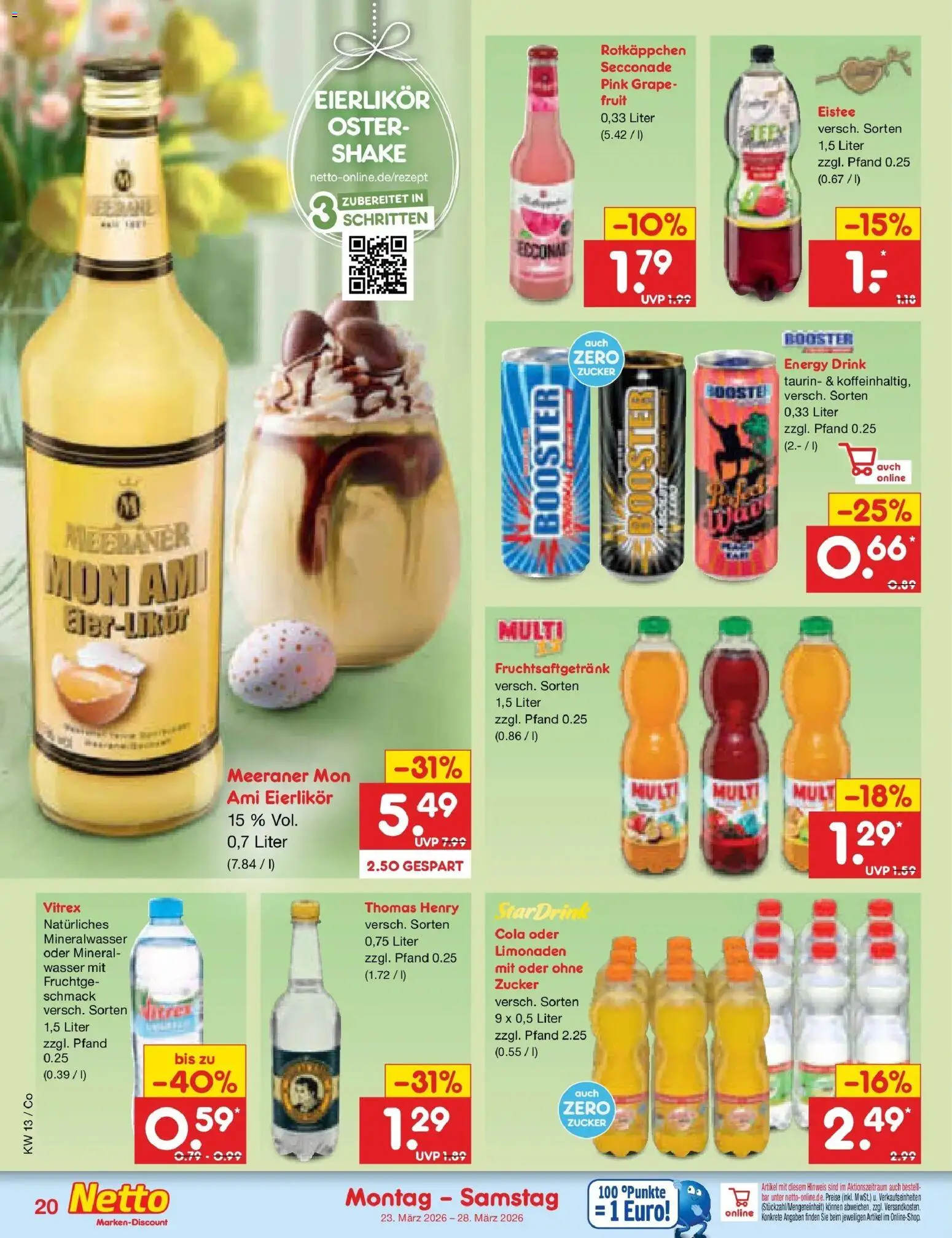 Netto Marken-Discount Prospekt Bitterfeld-Wolfen	 – gültig ab 23.03.2026 | Seite: 22 | Produkte: Cola, Energy, Mineralwasser, Rotkäppchen