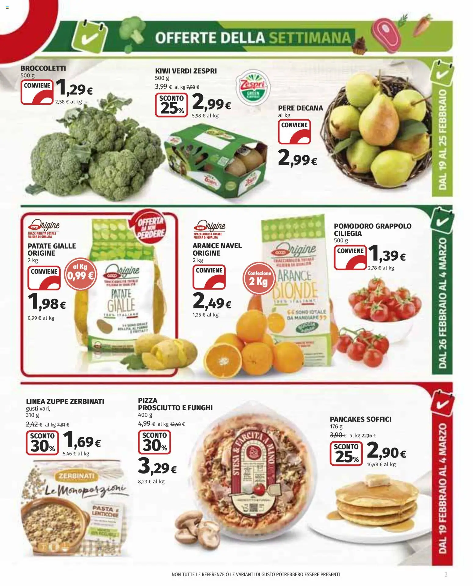 Volantino COOP del 19.02.2026 | Pagina: 3 | Prodotti: Pizza, Pomodoro, Prosciutto, Pasta