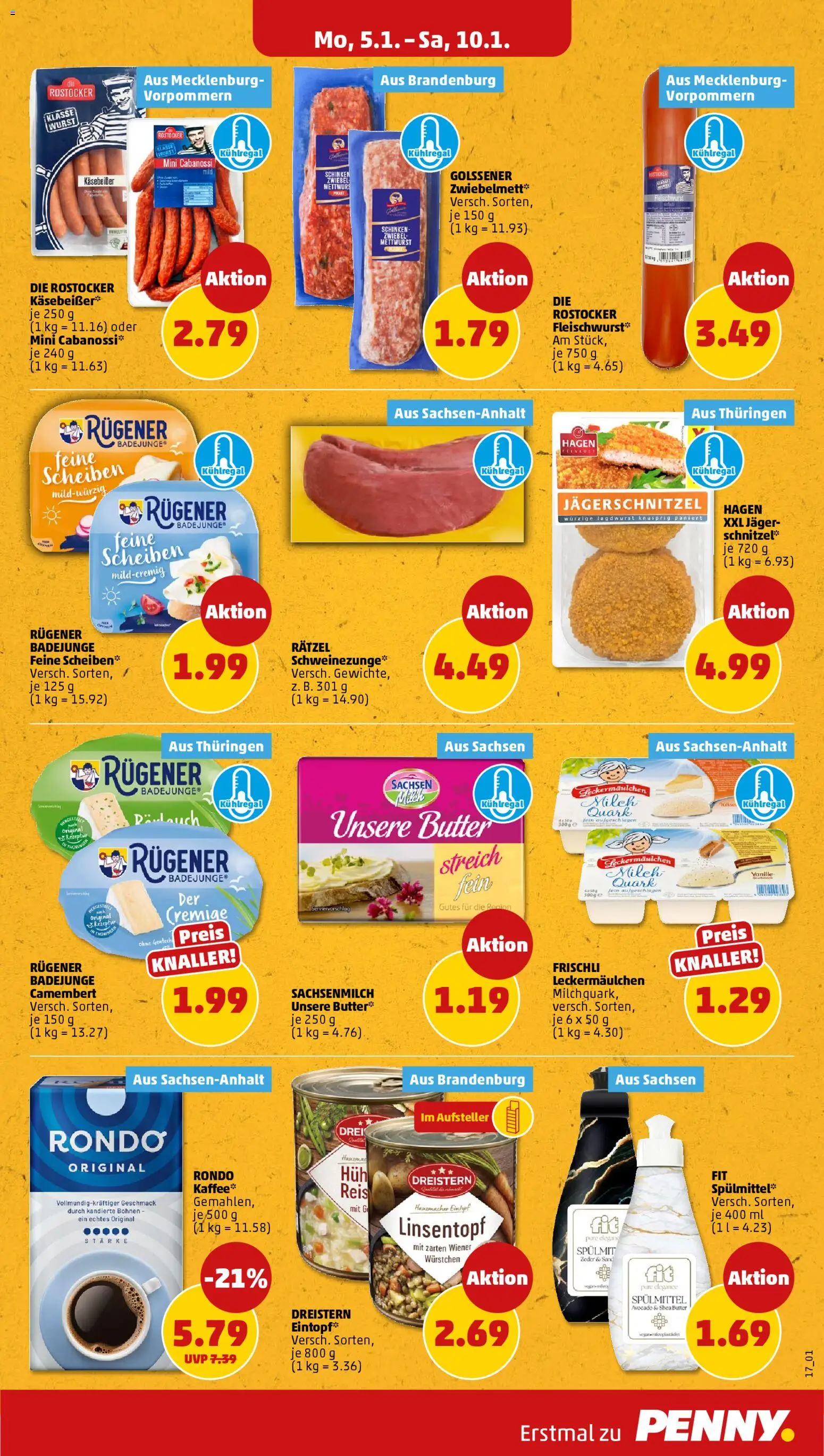 Penny Prospekt 	 – gültig ab 05.01.2026 | Seite: 17 | Produkte: Milch, Butter, Käse, Schinken