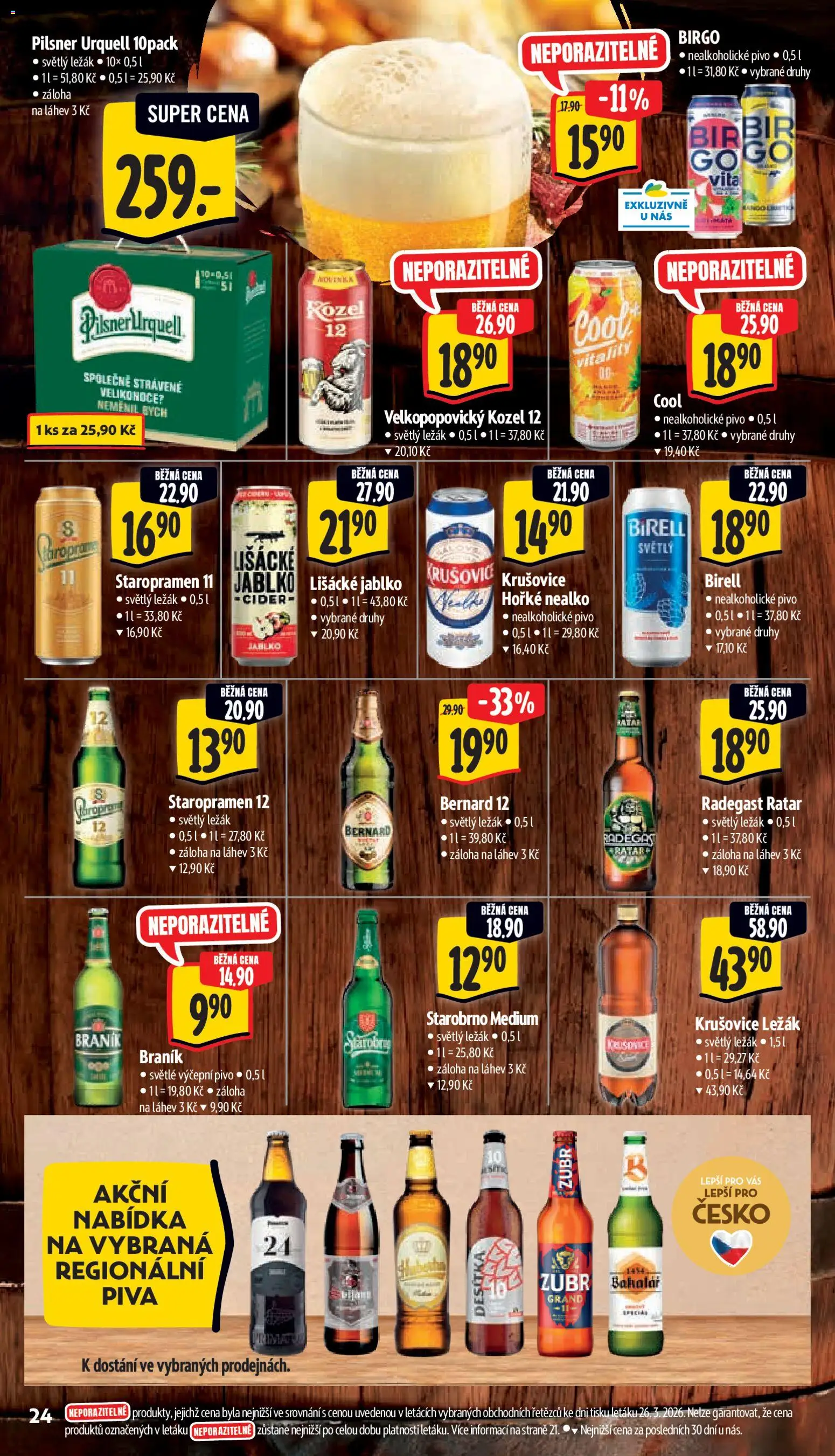 Albert leták - Supermarket od 01.04.2026 | Strana: 32 | Produkty: Pilsner, Staropramen 11, Radegast, Lišácké jablko